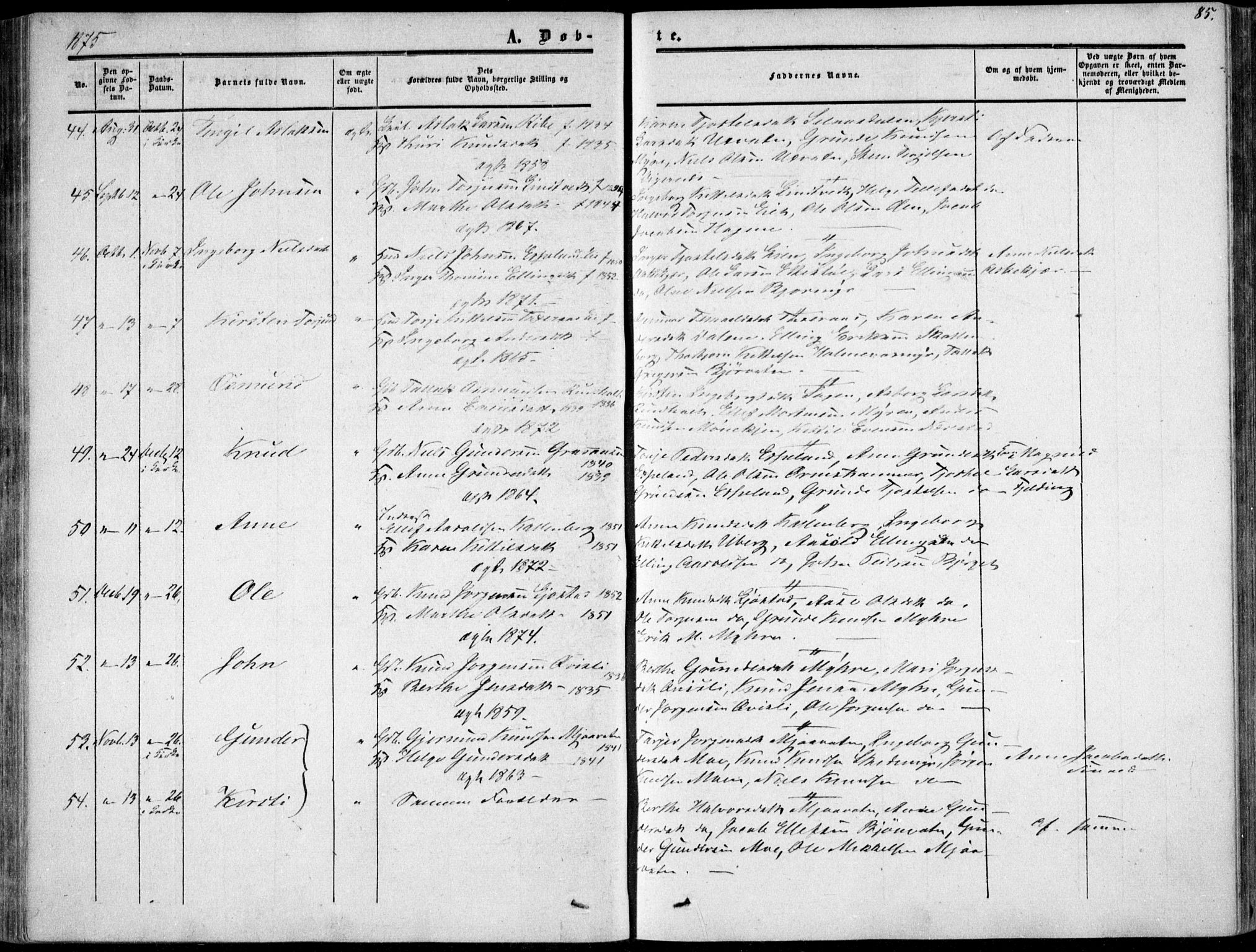Gjerstad sokneprestkontor, SAK/1111-0014/F/Fa/Fab/L0003: Parish register (official) no. A 3, 1853-1878, p. 85
