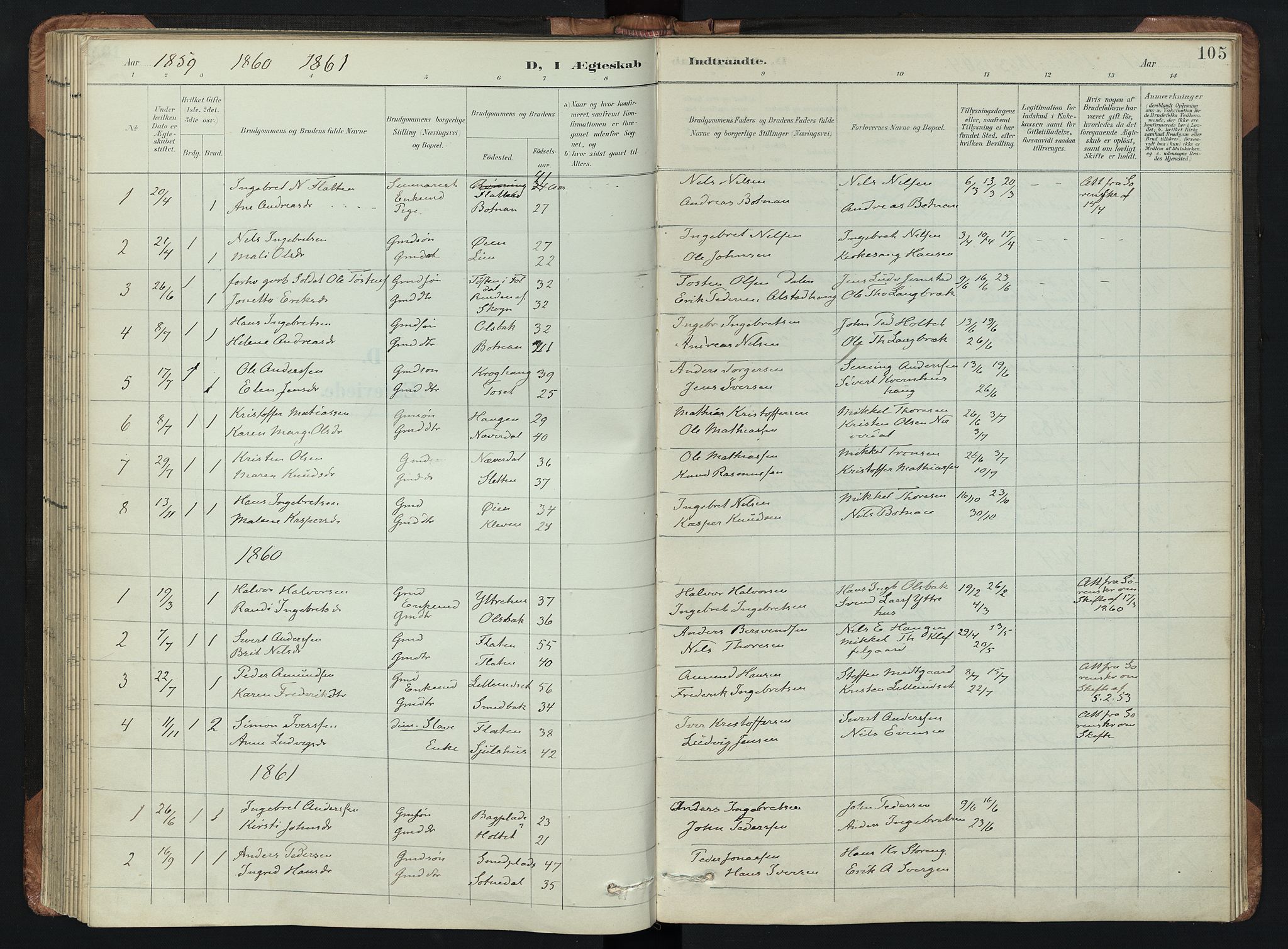Kvikne prestekontor, SAH/PREST-064/H/Ha/Hab/L0002: Parish register (copy) no. 2, 1859-1901, p. 105