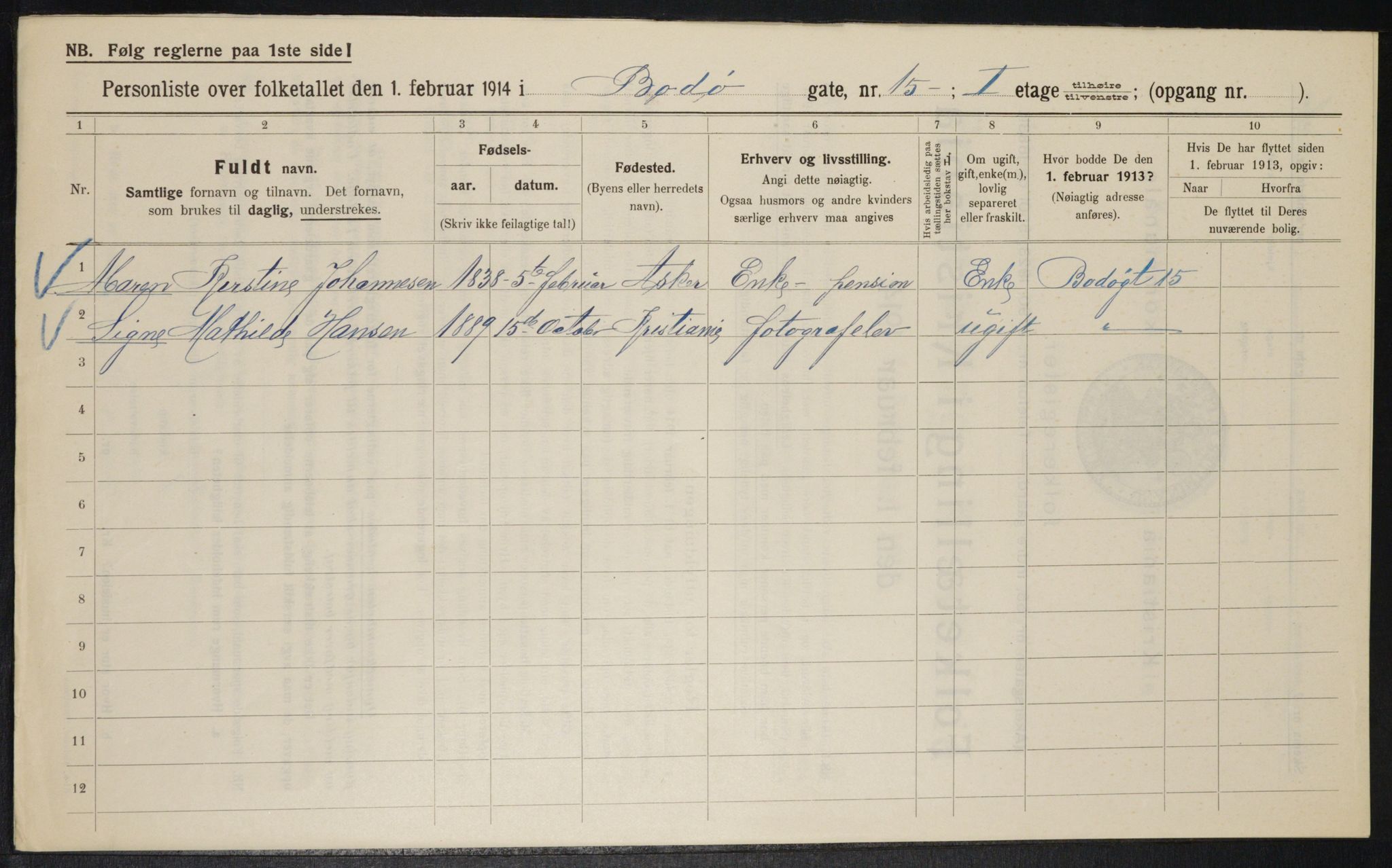 OBA, Municipal Census 1914 for Kristiania, 1914, p. 6779