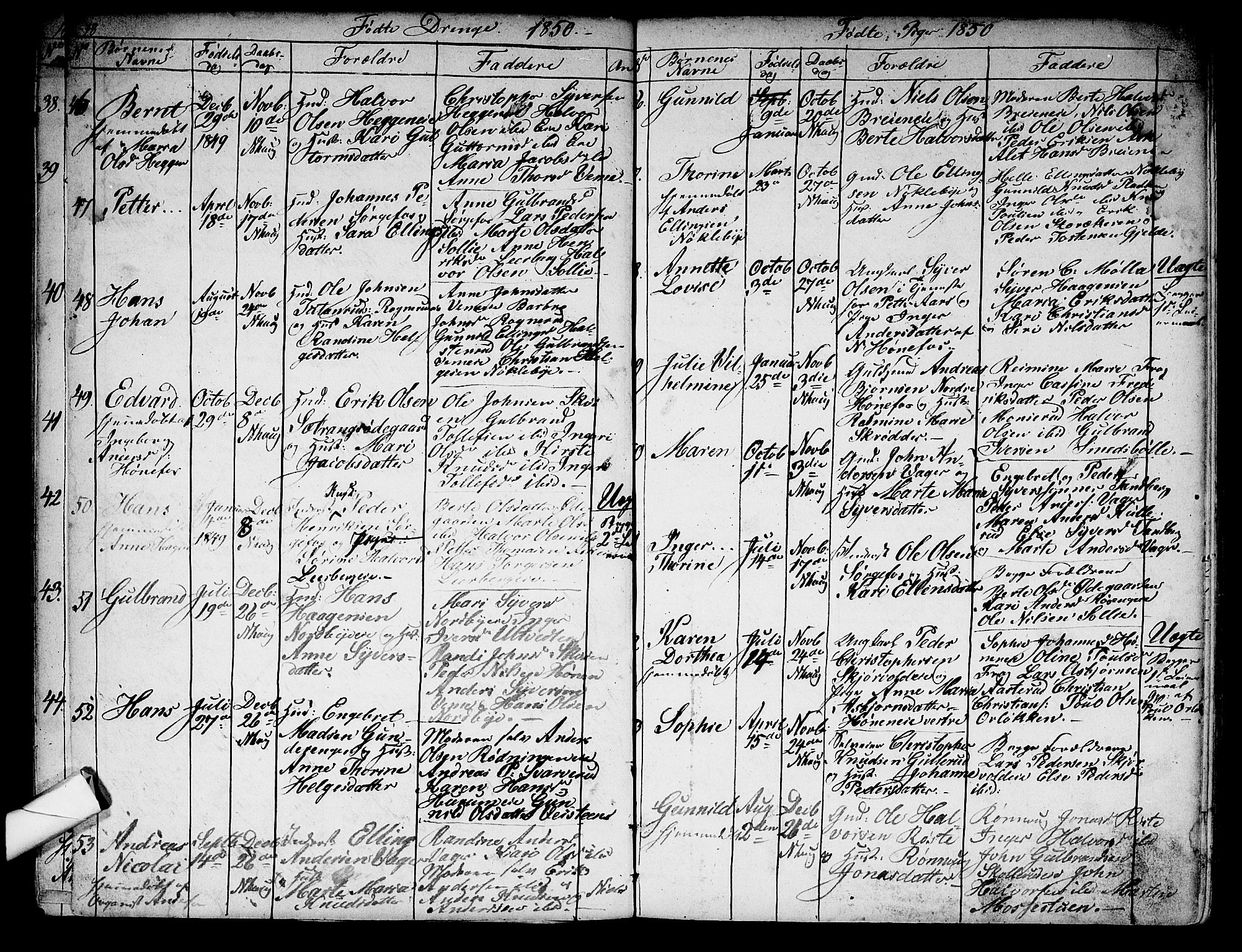 Norderhov kirkebøker, AV/SAKO-A-237/G/Ga/L0005: Parish register (copy) no. I 5, 1849-1863, p. 18-19