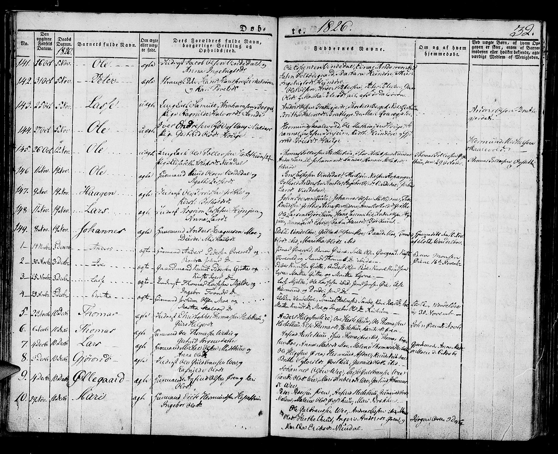 Lærdal sokneprestembete, SAB/A-81201: Parish register (official) no. A 5, 1822-1834, p. 32
