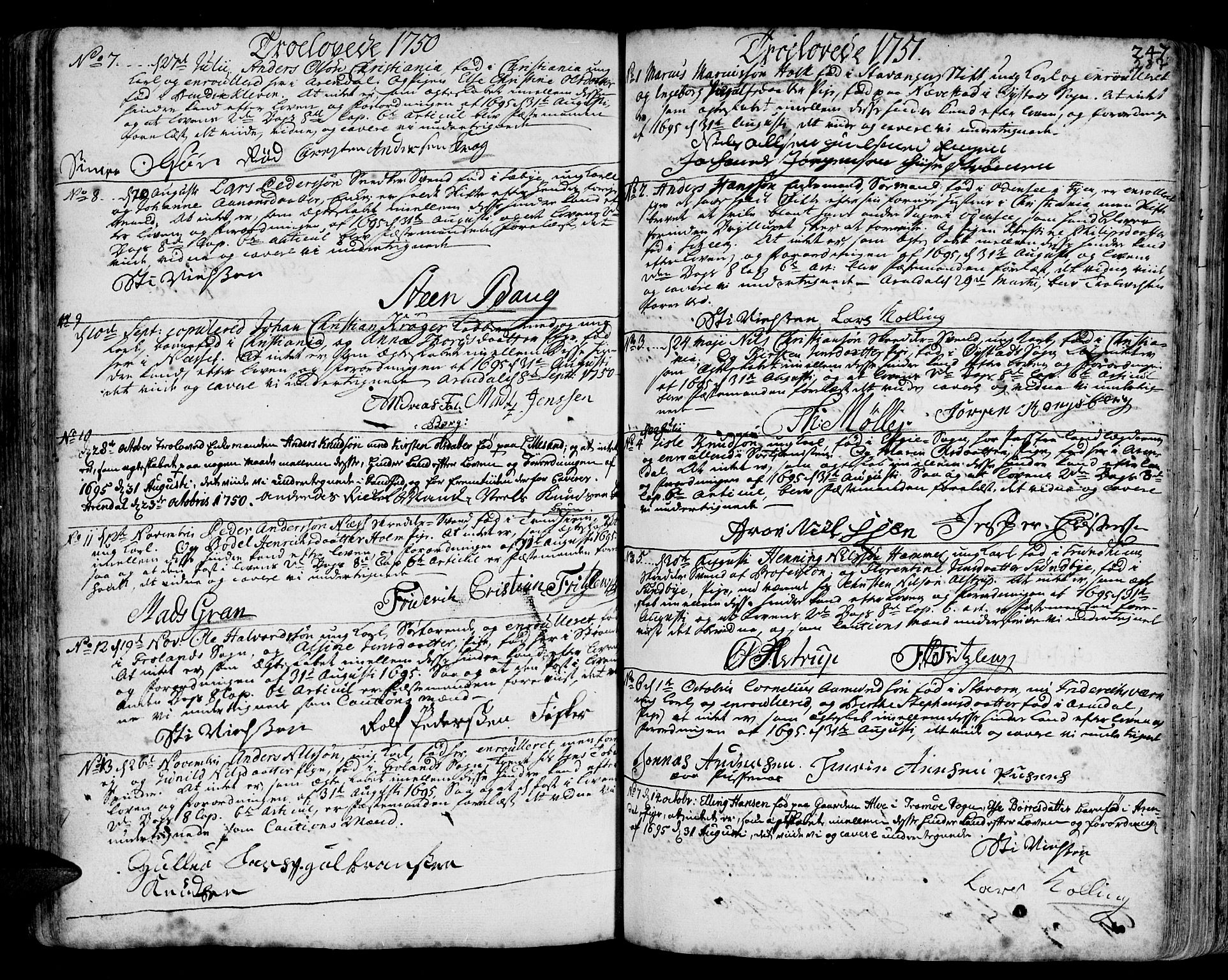 Arendal sokneprestkontor, Trefoldighet, SAK/1111-0040/F/Fa/L0001: Parish register (official) no. A 1, 1703-1815, p. 287