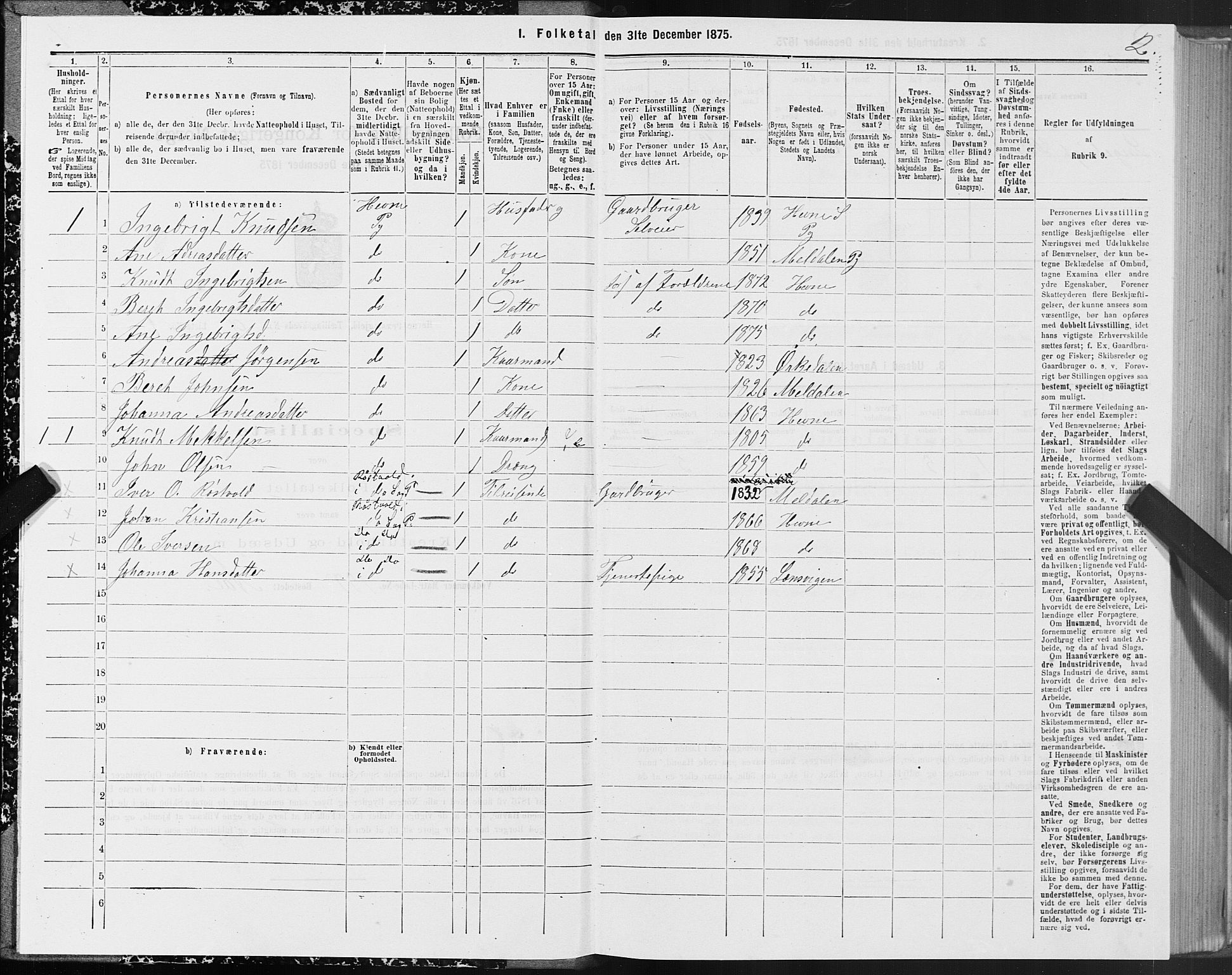 SAT, 1875 census for 1612P Hemne, 1875, p. 5002