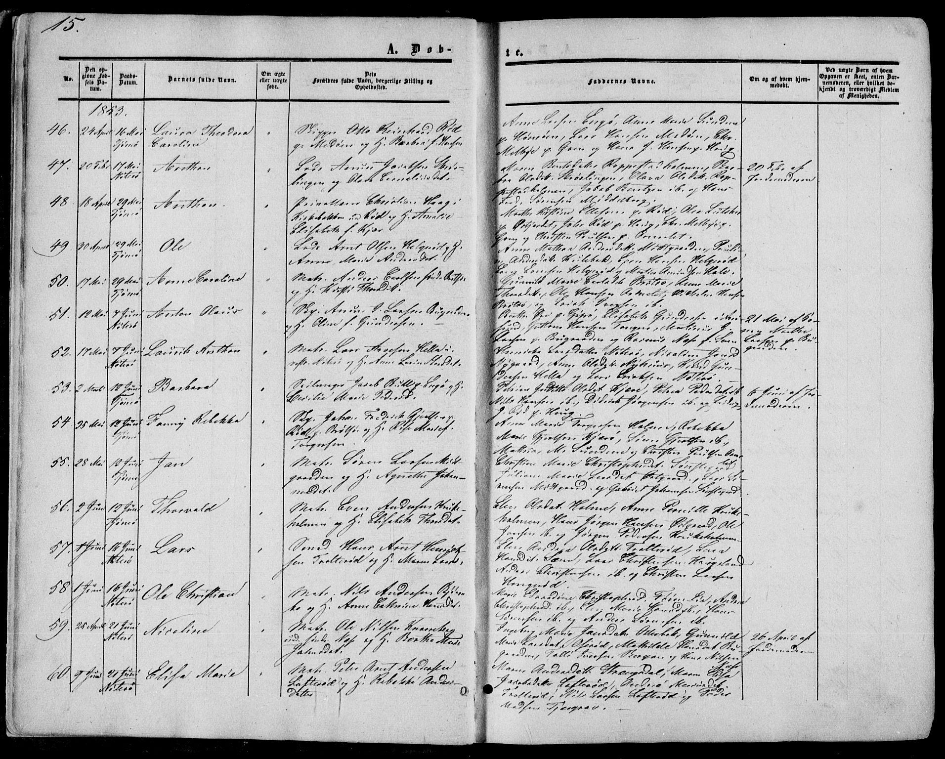 Nøtterøy kirkebøker, SAKO/A-354/F/Fa/L0006: Parish register (official) no. I 6, 1852-1864, p. 15