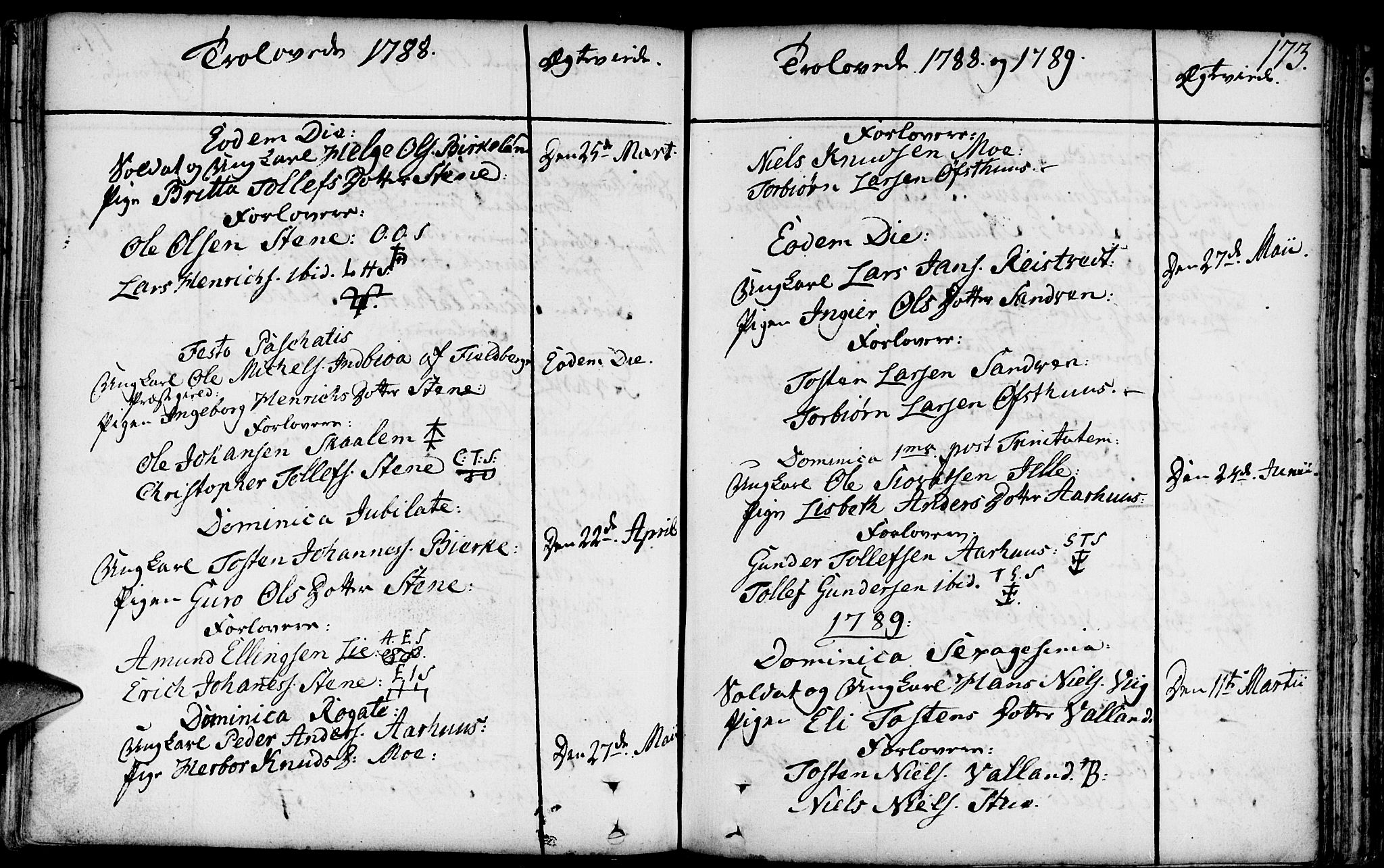 Kvam sokneprestembete, SAB/A-76201/H/Haa: Parish register (official) no. A 3, 1743-1795, p. 173