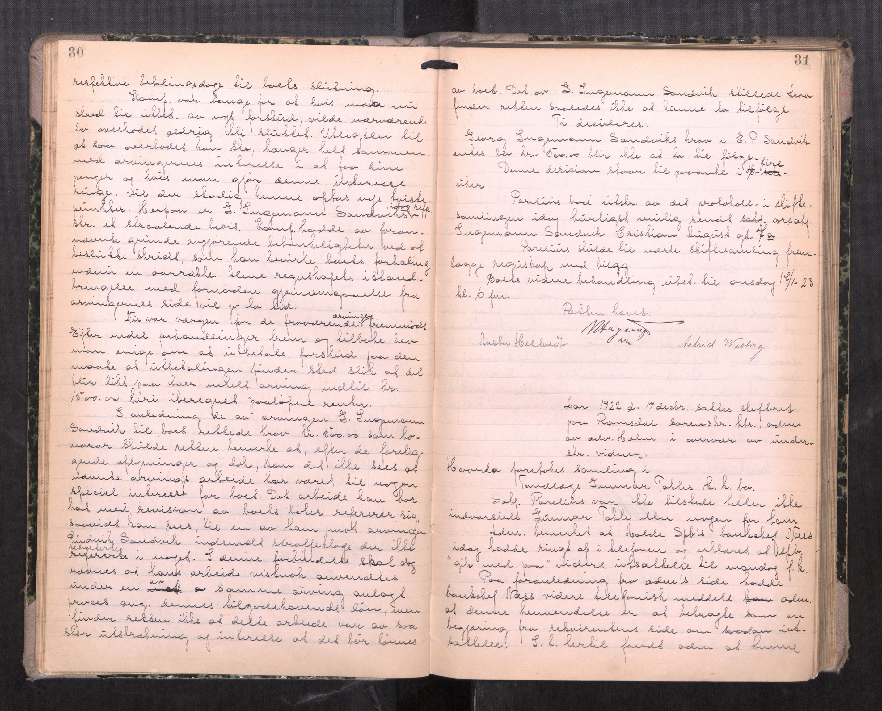 Romsdal sorenskriveri, AV/SAT-A-4149/1/3/3B/L0009: Skiftebehandlingsprotokoll, 1922-1928, p. 30-31