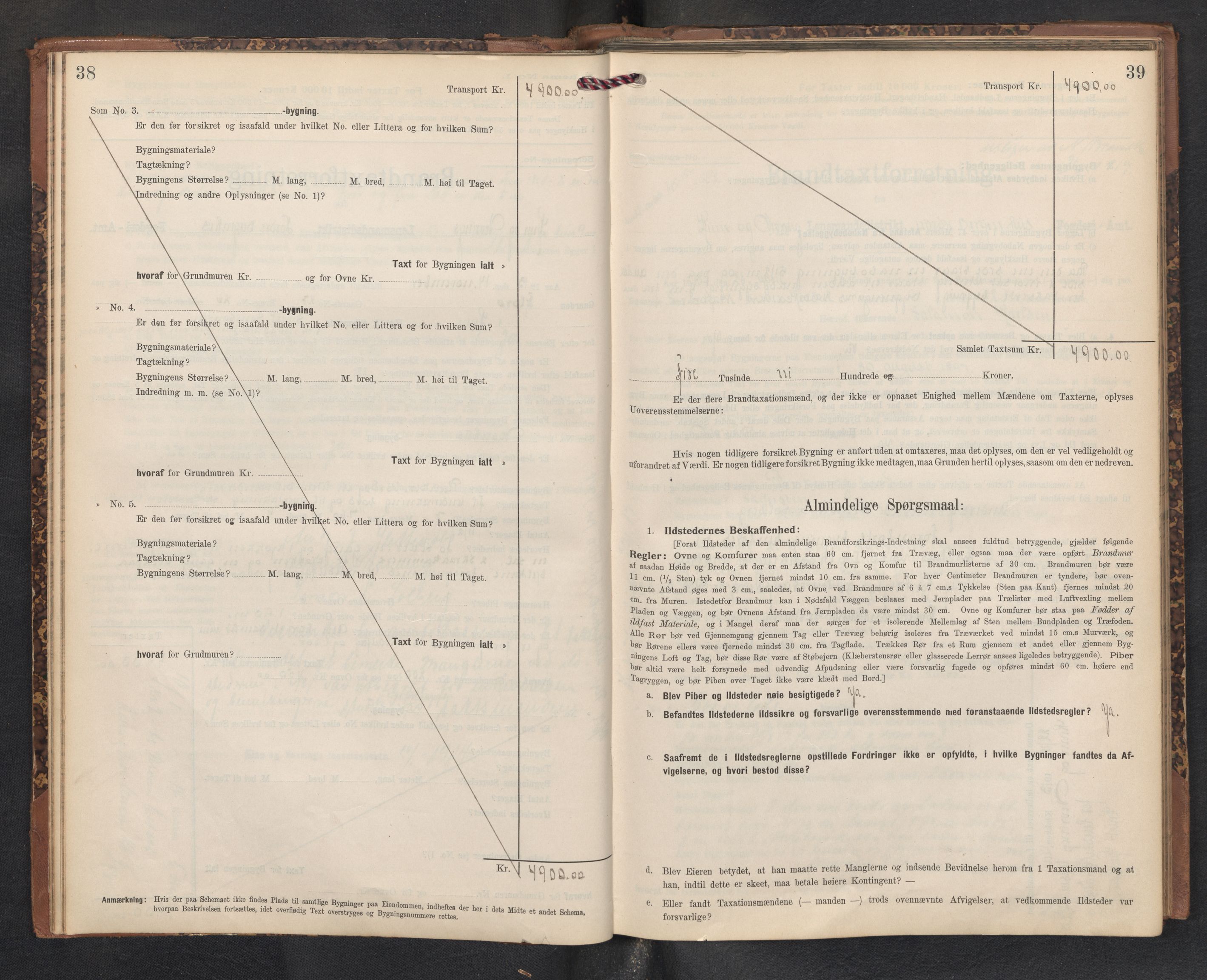 Lensmannen i Kinn, AV/SAB-A-28801/0012/L0005: Branntakstprotokoll, skjematakst, 1903-1938, p. 38-39