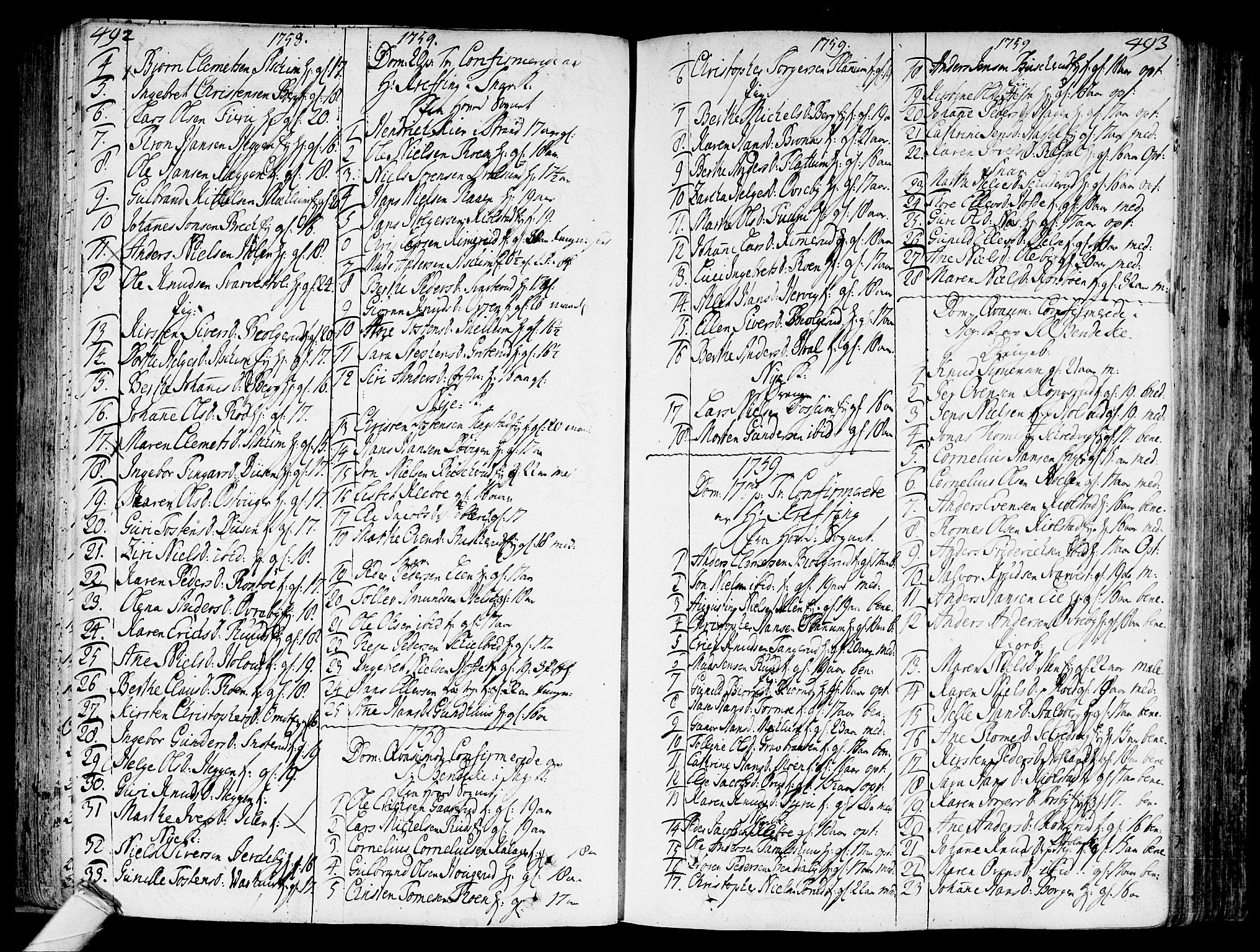 Modum kirkebøker, AV/SAKO-A-234/F/Fa/L0002: Parish register (official) no. 2, 1741-1782, p. 492-493