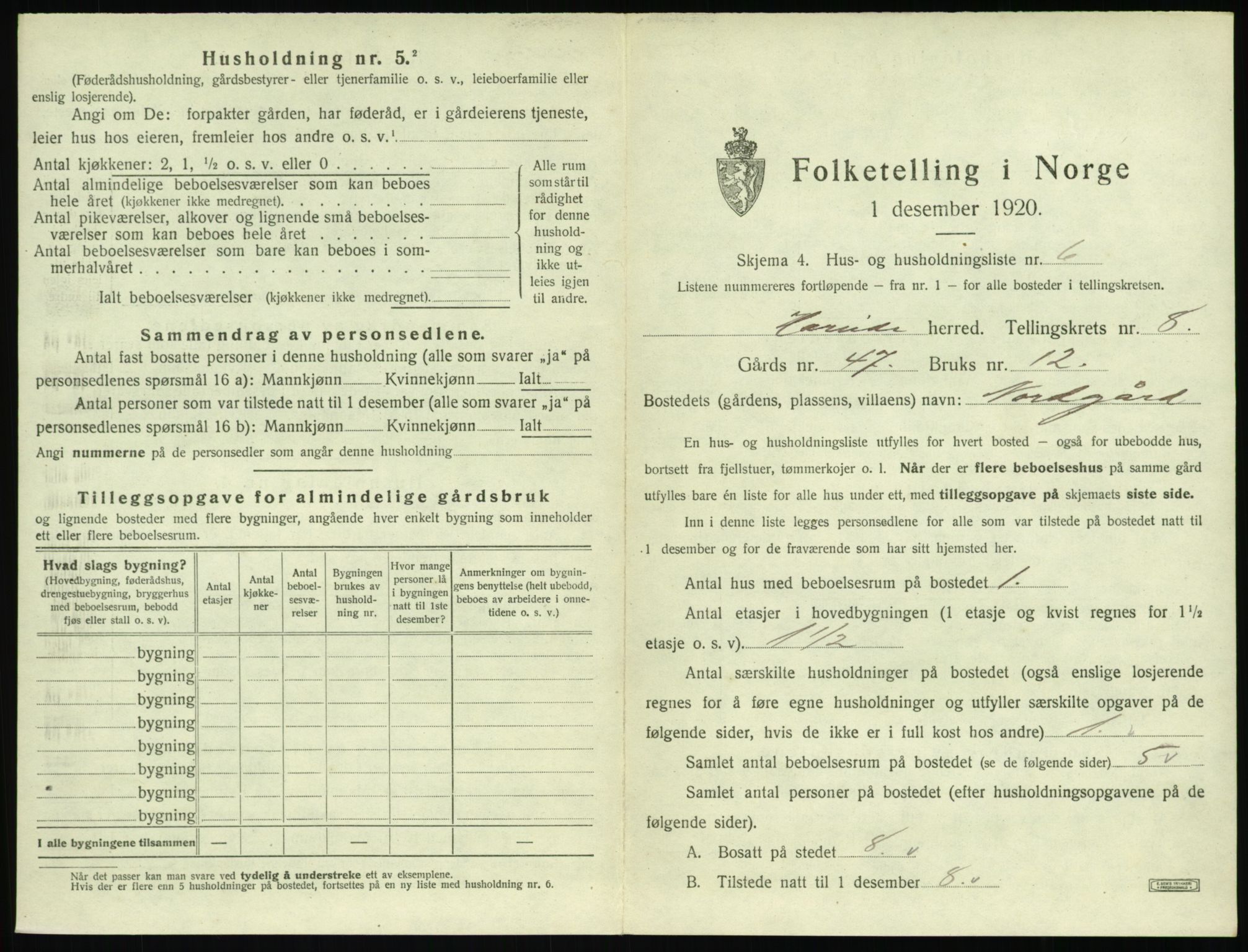 SAT, 1920 census for Hareid, 1920, p. 393