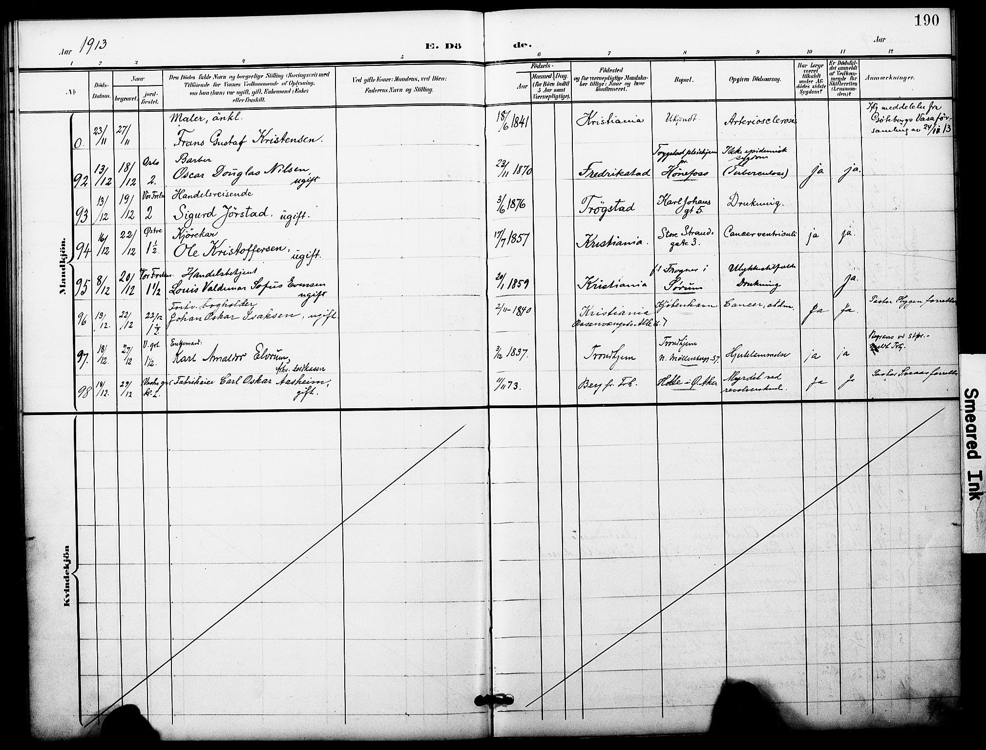 Oslo domkirke Kirkebøker, AV/SAO-A-10752/F/Fa/L0036: Parish register (official) no. 36, 1901-1919, p. 190