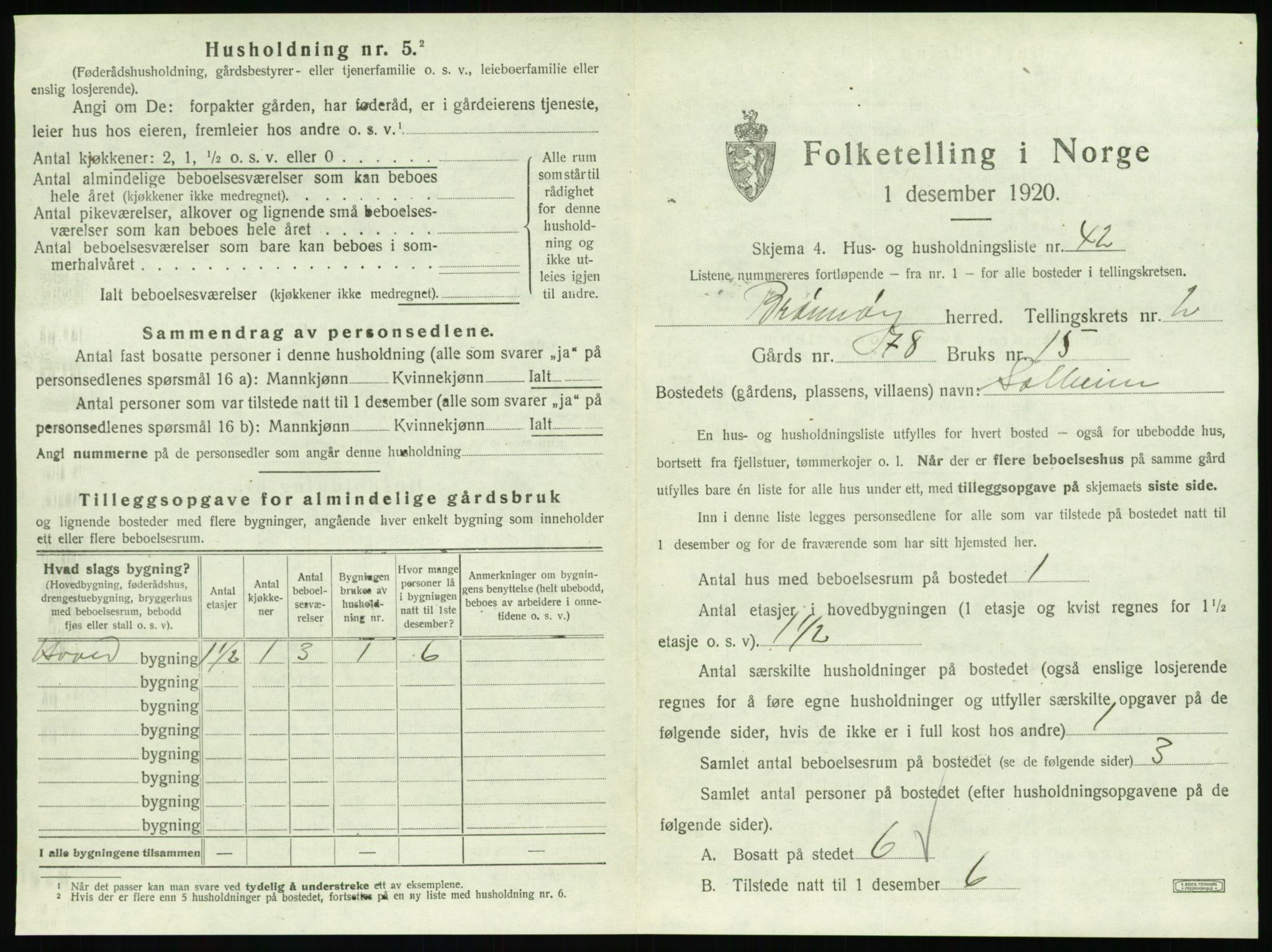 SAT, 1920 census for Brønnøy, 1920, p. 214