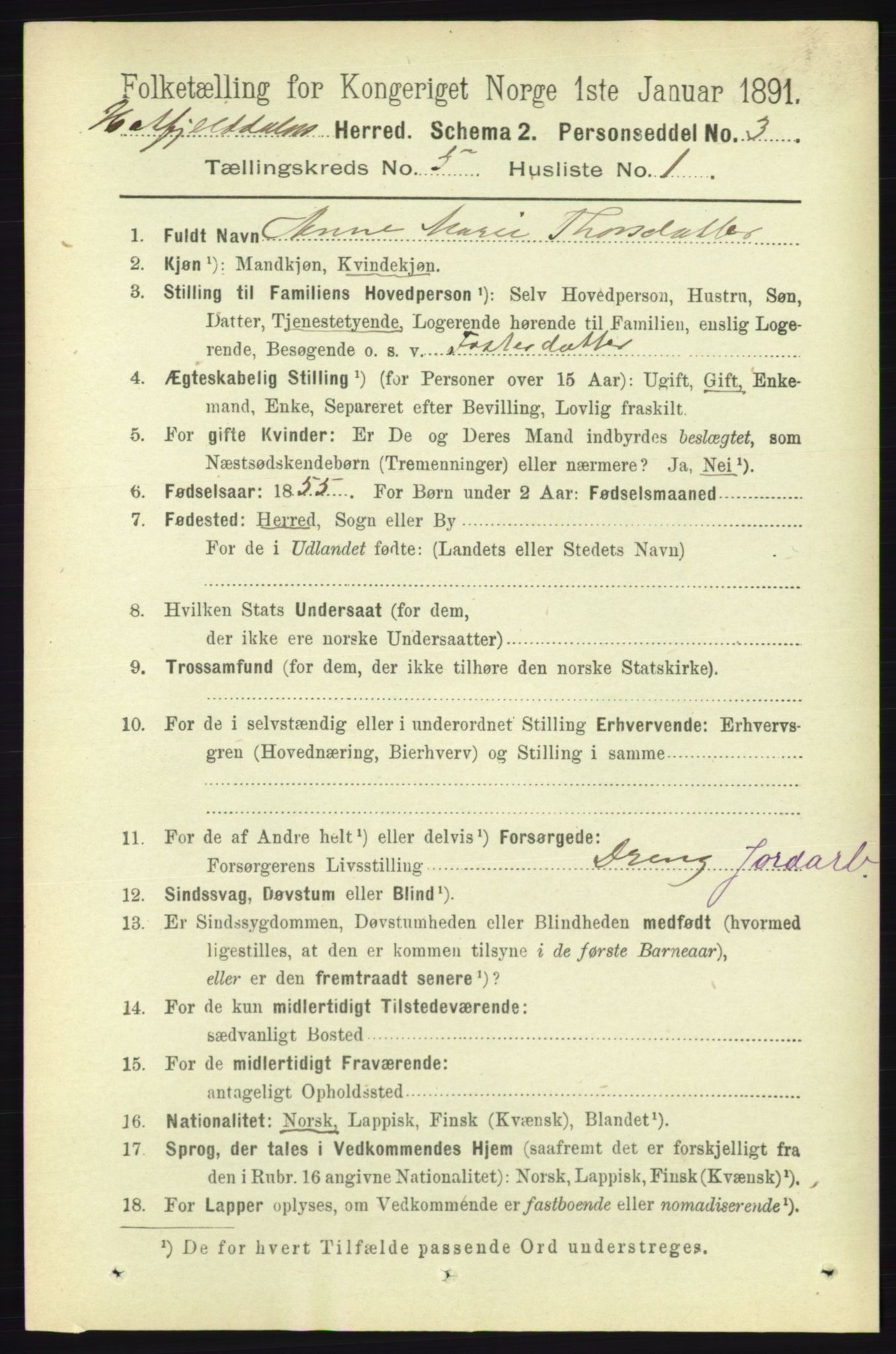 RA, 1891 census for 1826 Hattfjelldal, 1891, p. 1131