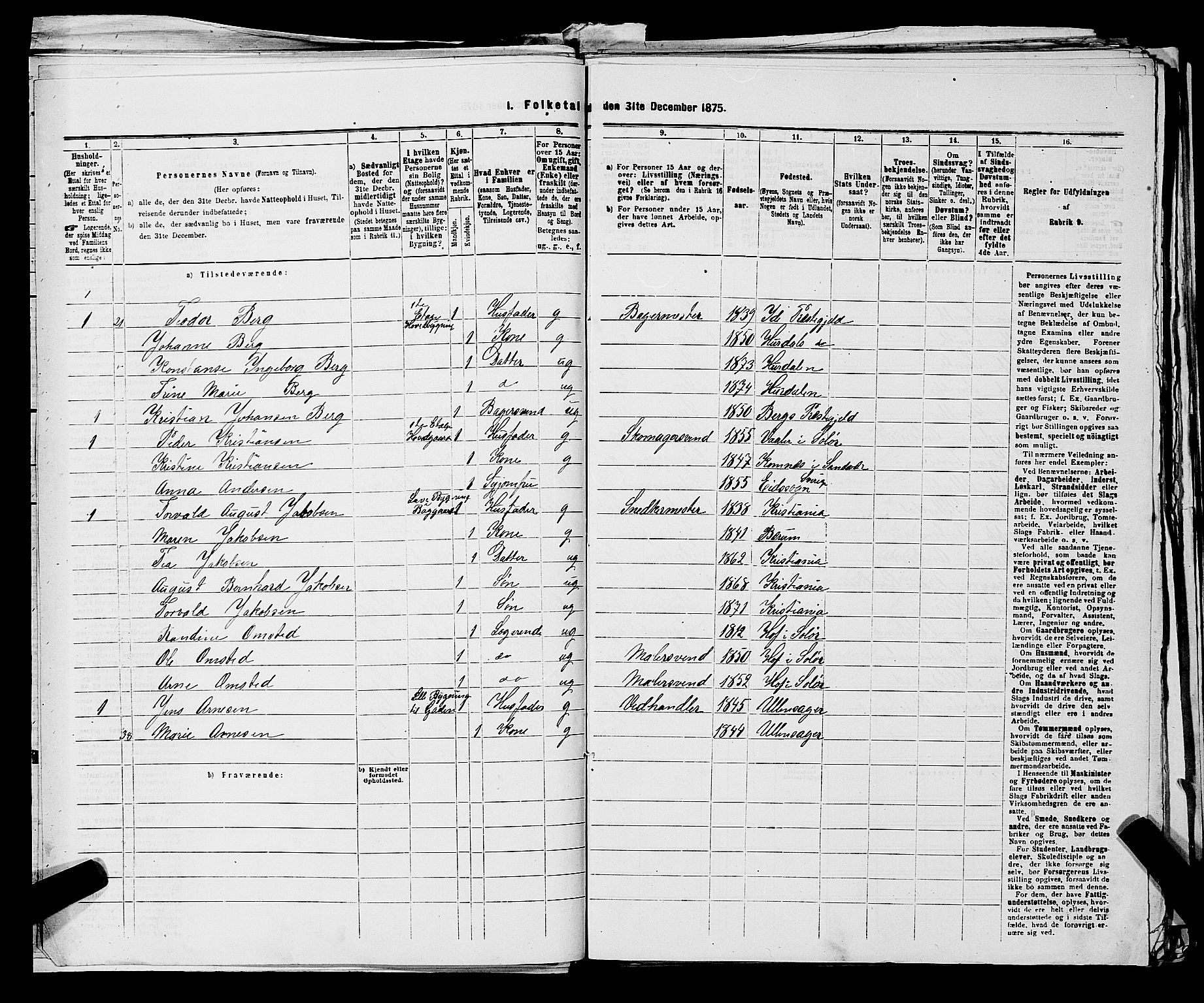 RA, 1875 census for 0301 Kristiania, 1875, p. 2838