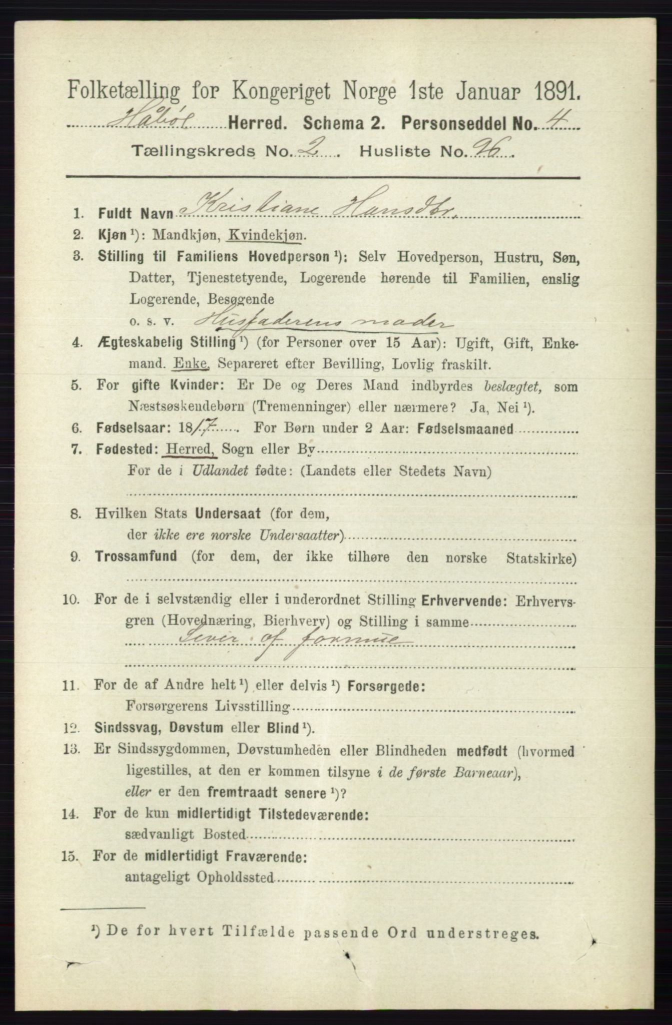 RA, 1891 census for 0138 Hobøl, 1891, p. 1578