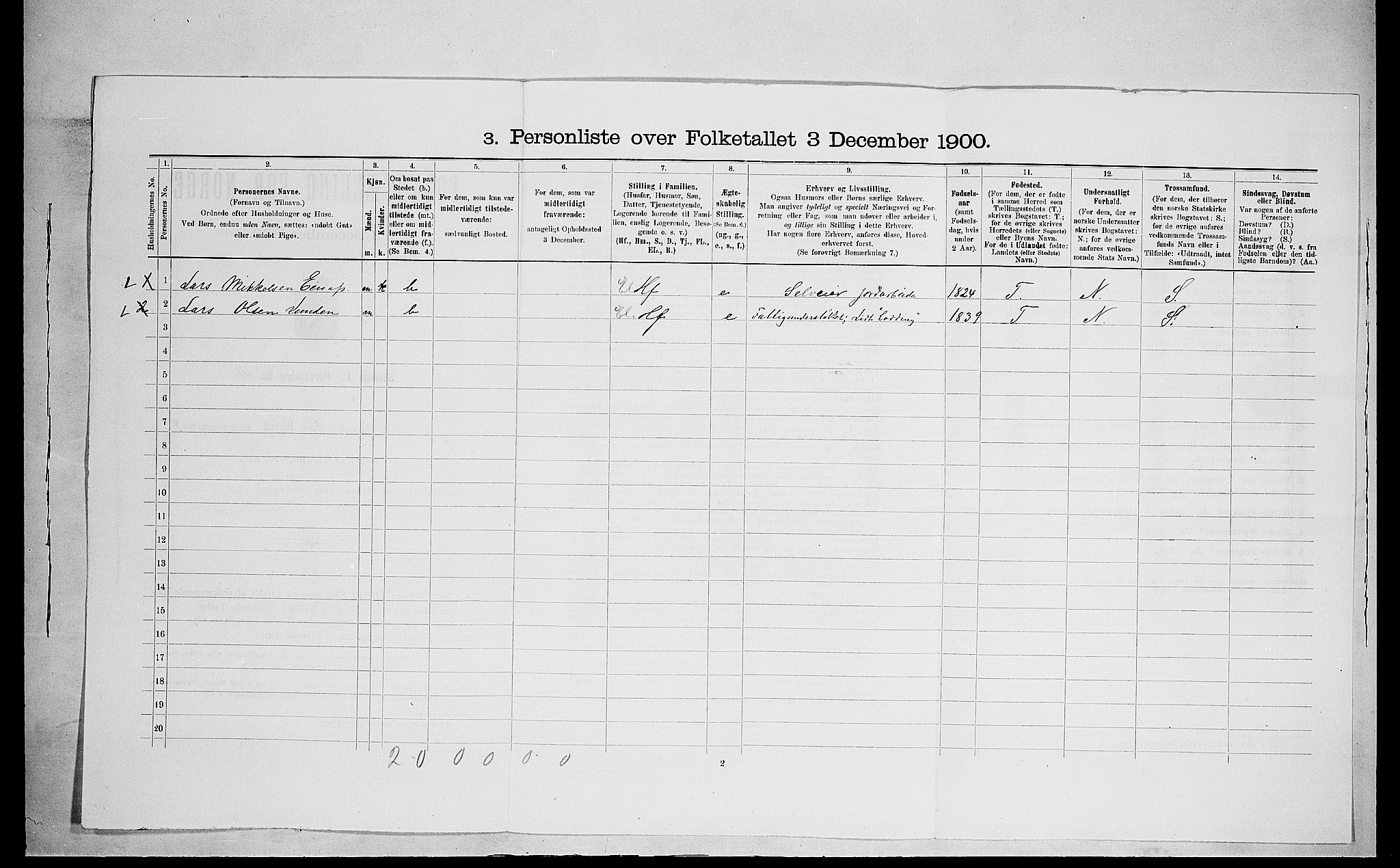 SAH, 1900 census for Ringsaker, 1900, p. 1563