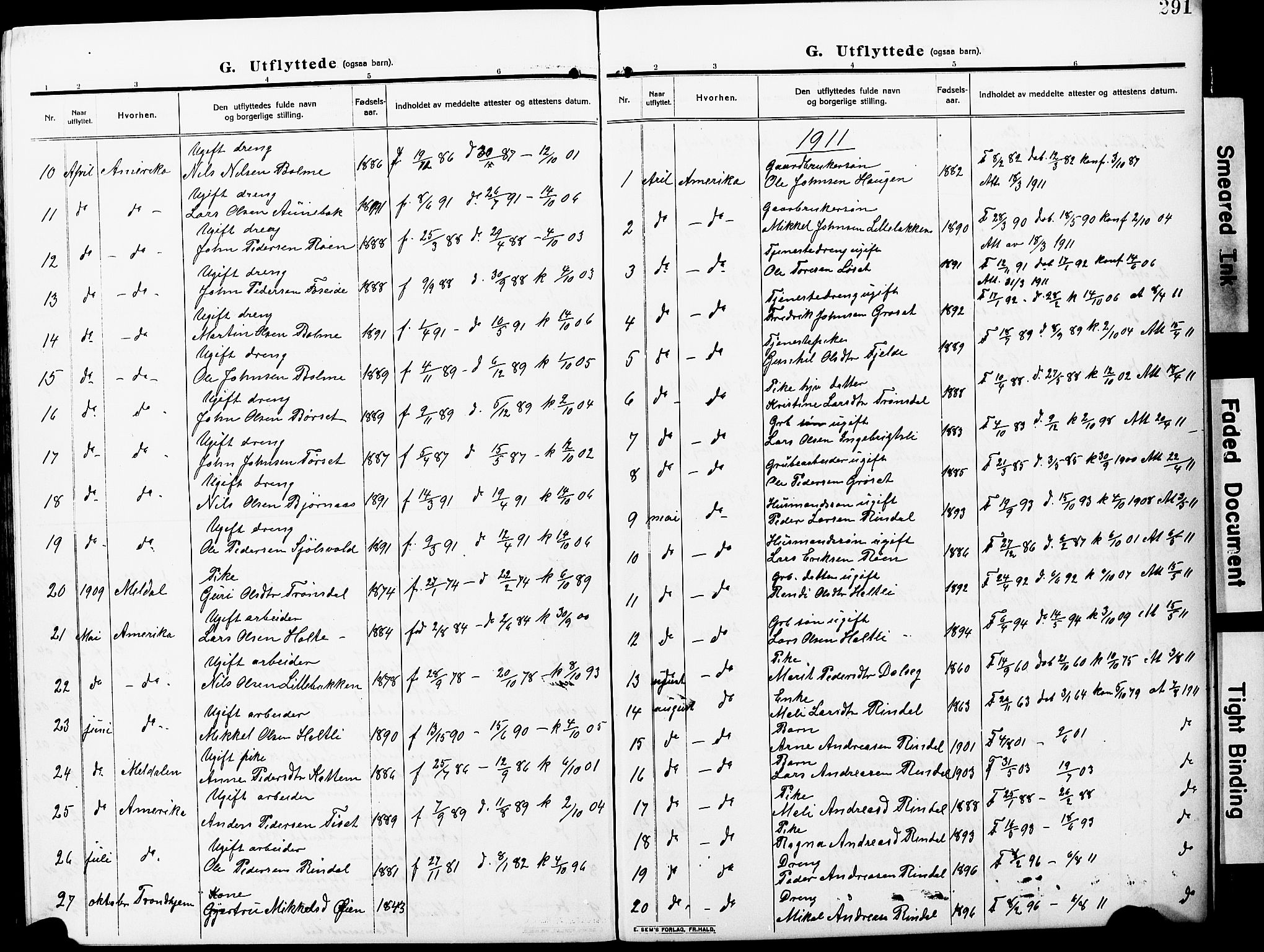 Ministerialprotokoller, klokkerbøker og fødselsregistre - Møre og Romsdal, AV/SAT-A-1454/598/L1079: Parish register (copy) no. 598C04, 1909-1927, p. 291