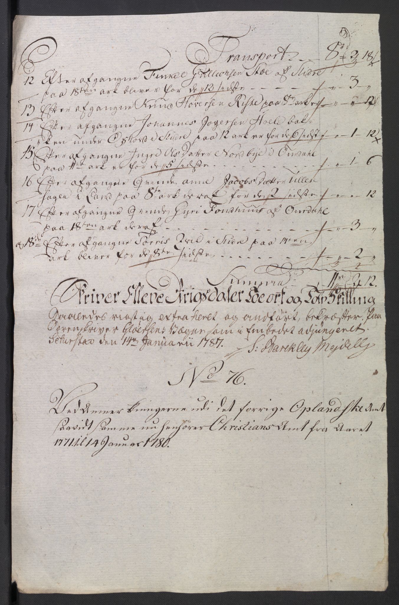 Rentekammeret inntil 1814, Reviderte regnskaper, Mindre regnskaper, AV/RA-EA-4068/Rb/L0014: Opplands amt, 1771-1779, p. 796