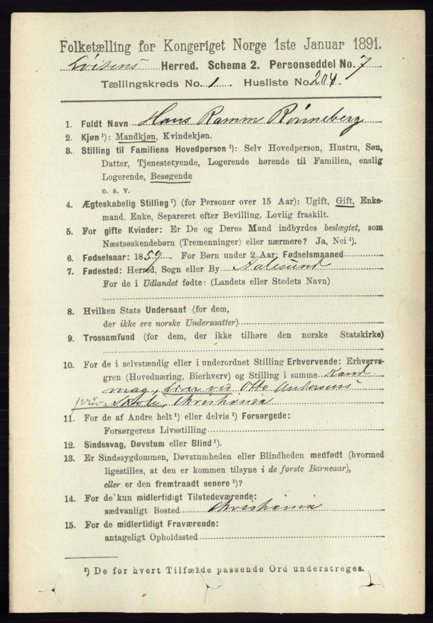 RA, 1891 census for 0415 Løten, 1891, p. 1361