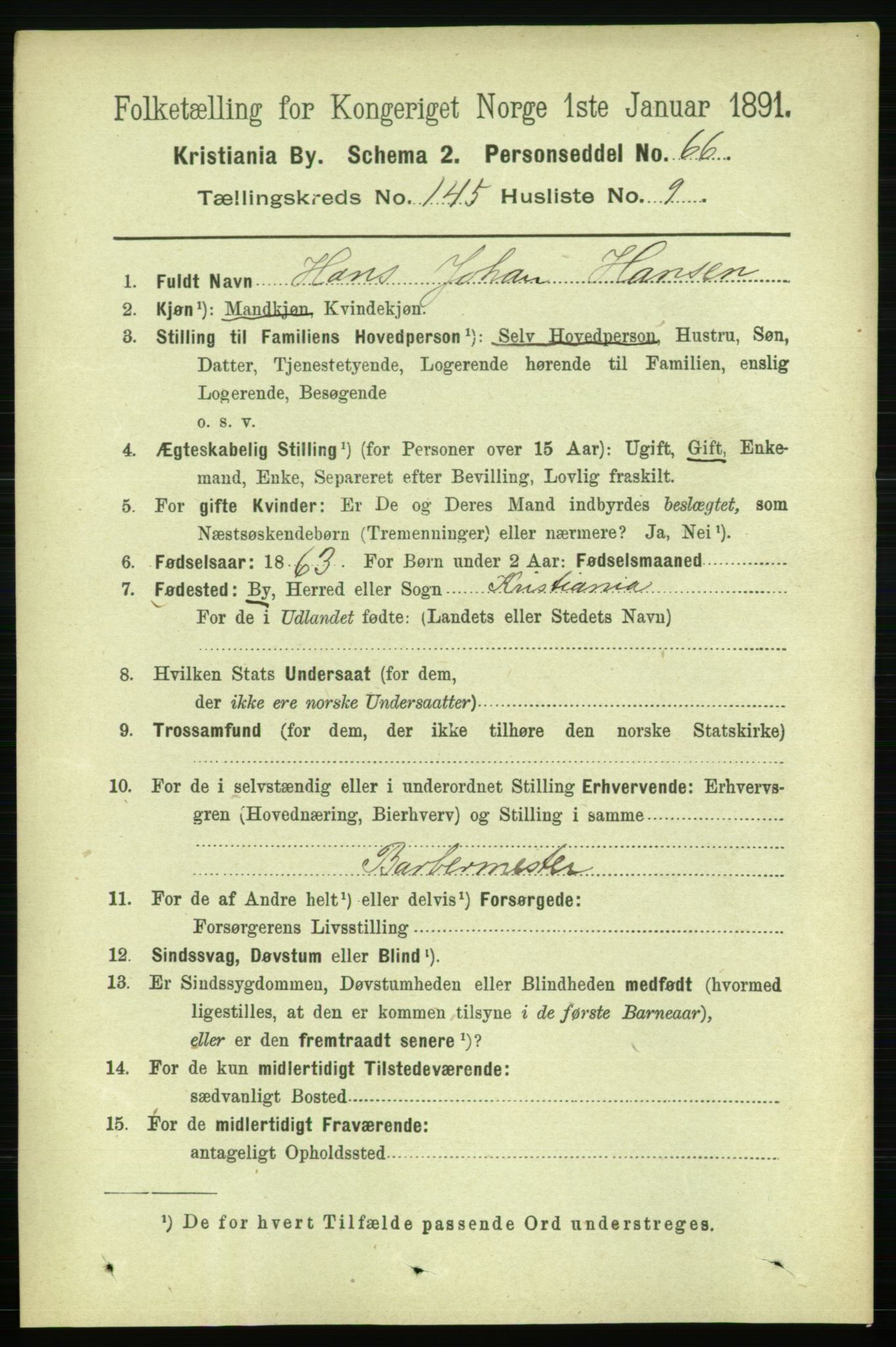 RA, 1891 census for 0301 Kristiania, 1891, p. 79625