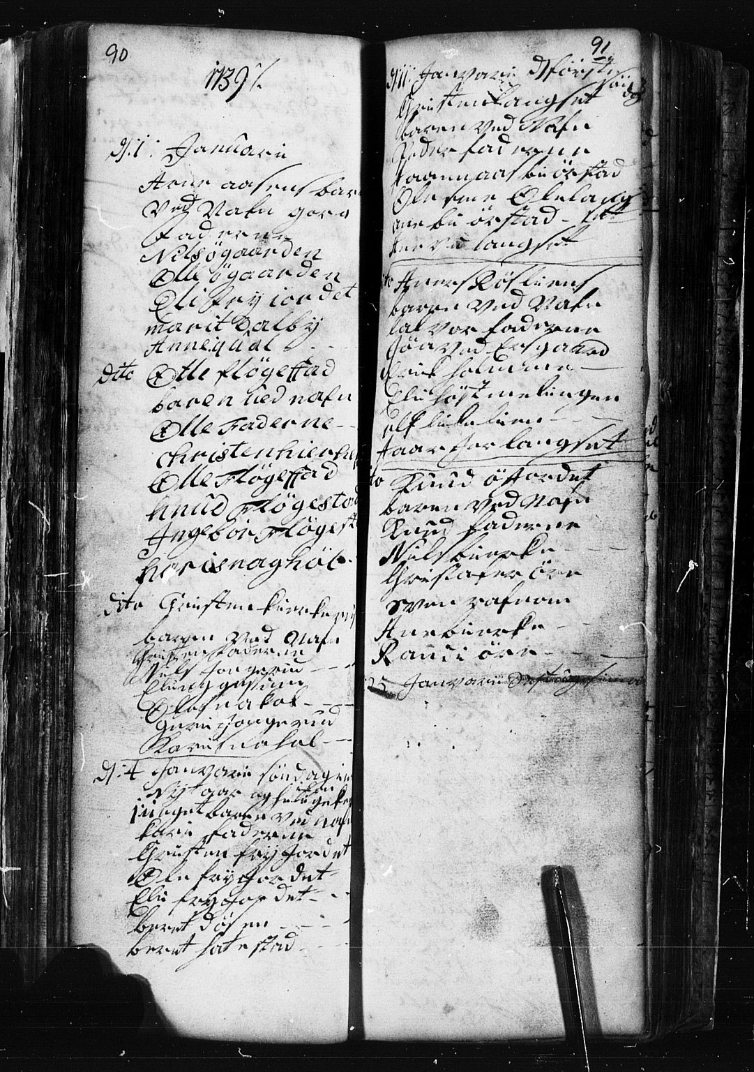 Fåberg prestekontor, SAH/PREST-086/H/Ha/Hab/L0001: Parish register (copy) no. 1, 1727-1767, p. 90-91