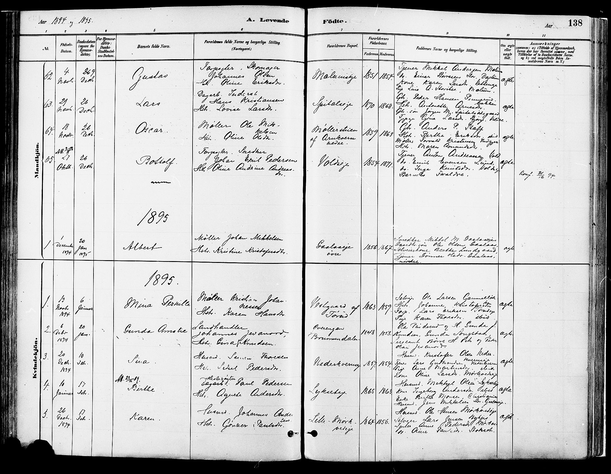Vang prestekontor, Hedmark, SAH/PREST-008/H/Ha/Haa/L0018A: Parish register (official) no. 18A, 1880-1906, p. 138