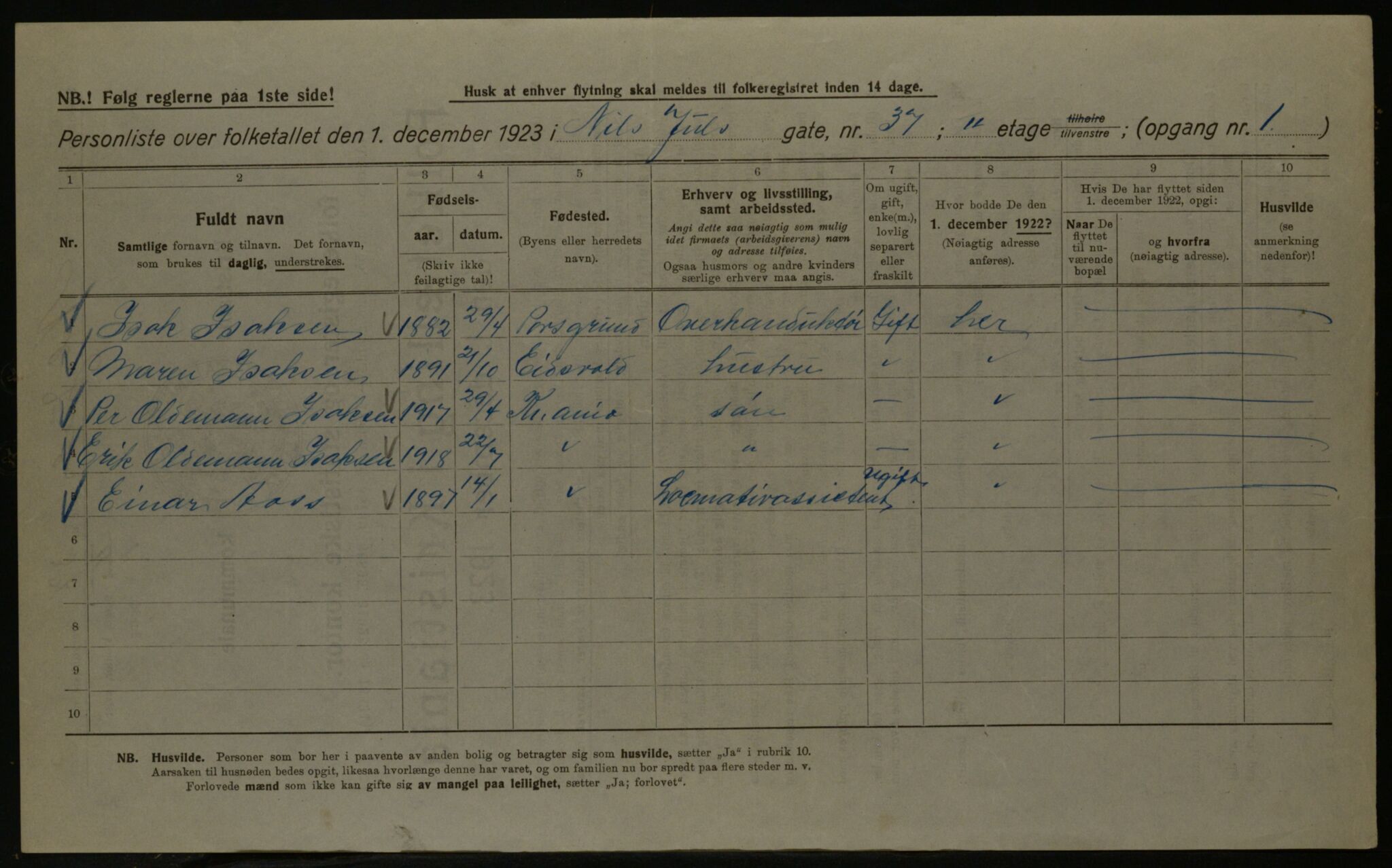 OBA, Municipal Census 1923 for Kristiania, 1923, p. 77695