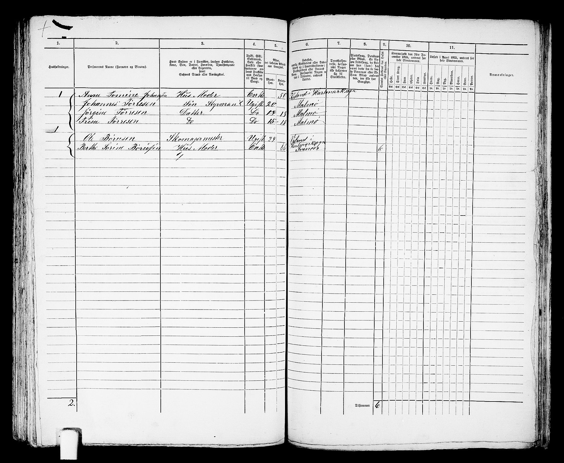 RA, 1865 census for Mandal/Mandal, 1865, p. 859