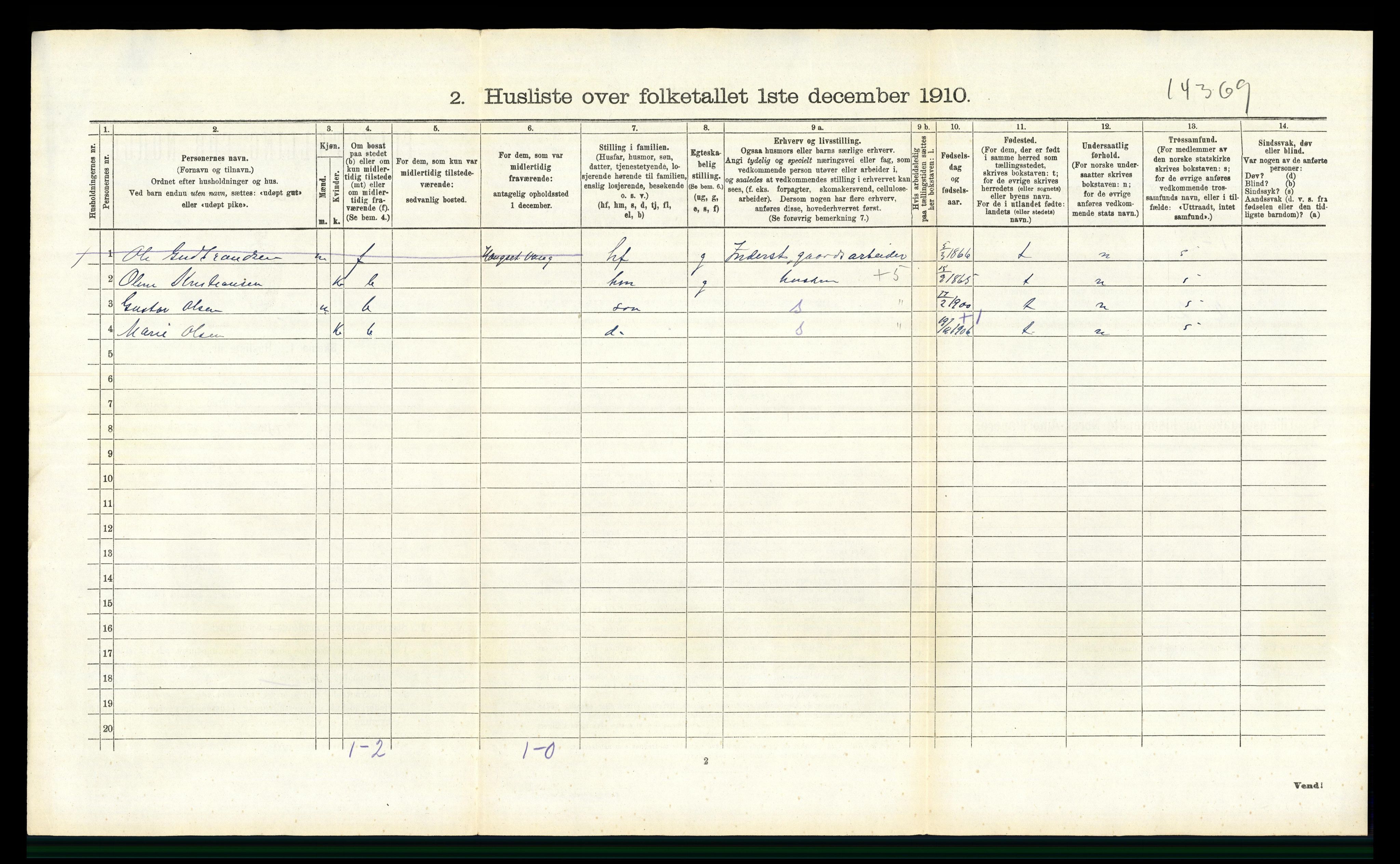 RA, 1910 census for Vang, 1910, p. 1774