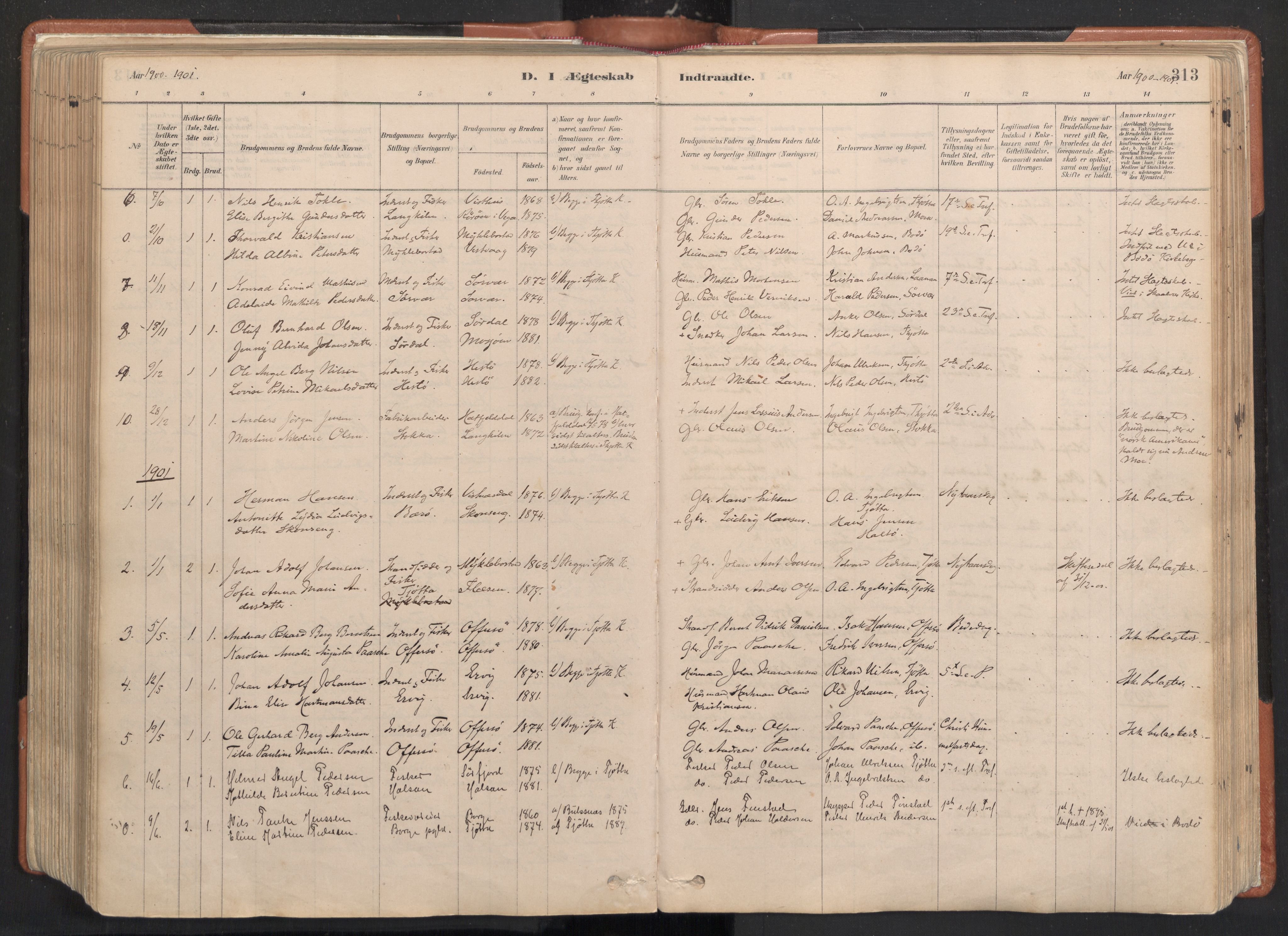 Ministerialprotokoller, klokkerbøker og fødselsregistre - Nordland, SAT/A-1459/817/L0264: Parish register (official) no. 817A04, 1878-1907, p. 313
