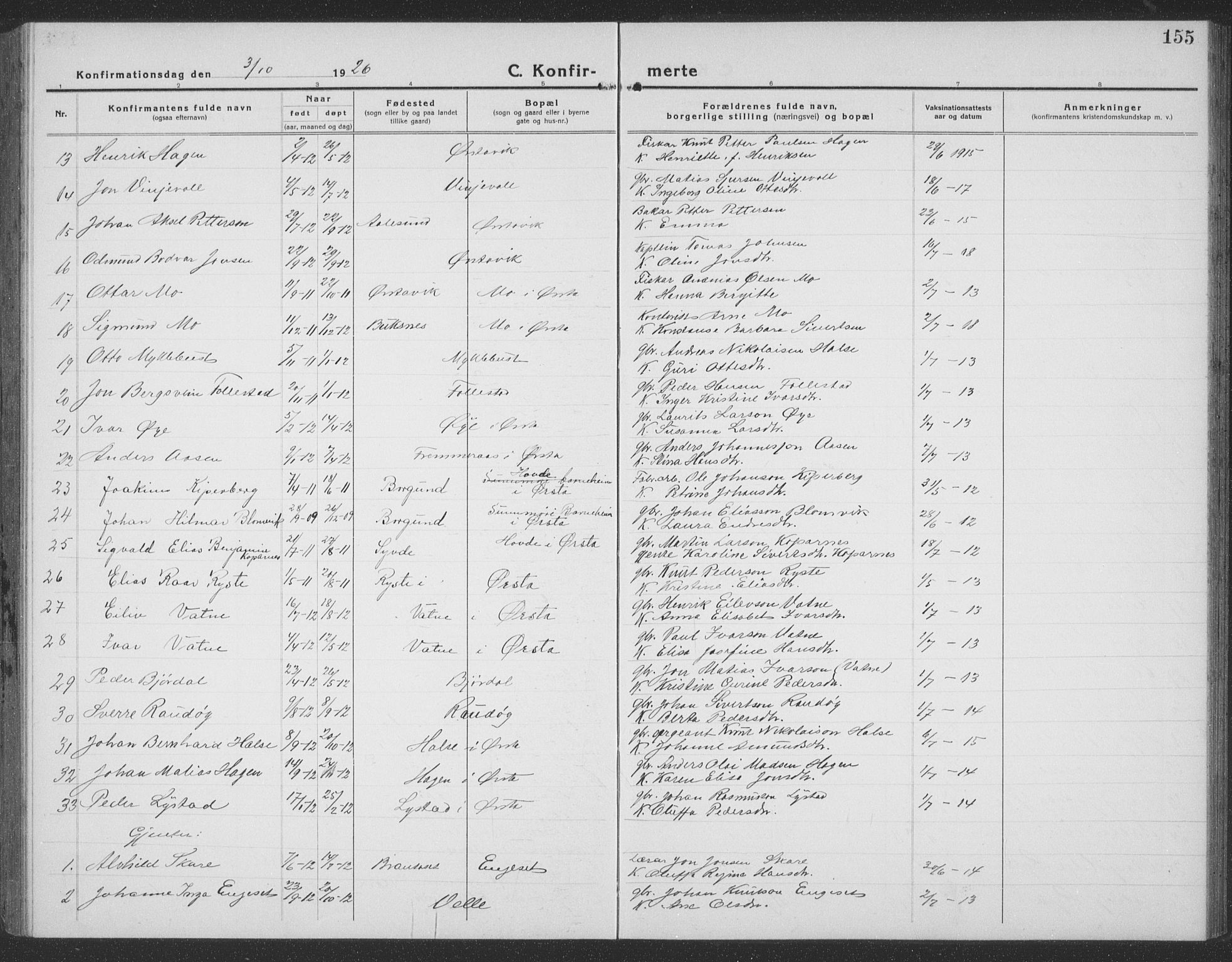 Ministerialprotokoller, klokkerbøker og fødselsregistre - Møre og Romsdal, AV/SAT-A-1454/513/L0191: Parish register (copy) no. 513C05, 1920-1941, p. 155