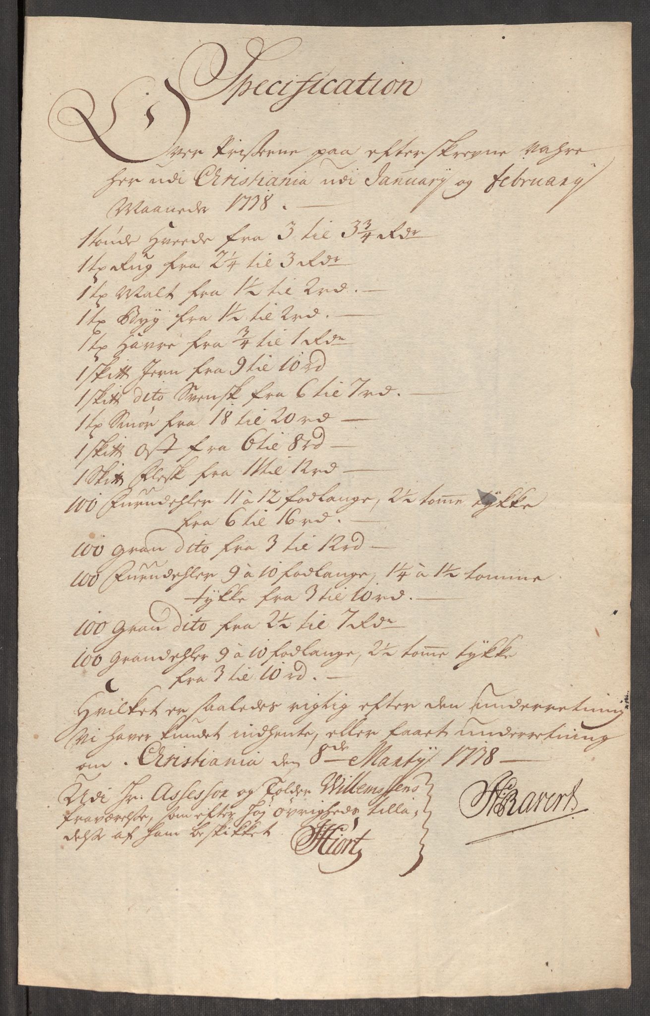 Rentekammeret inntil 1814, Realistisk ordnet avdeling, AV/RA-EA-4070/Oe/L0001: [Ø1]: Priskuranter, 1712-1739, p. 713
