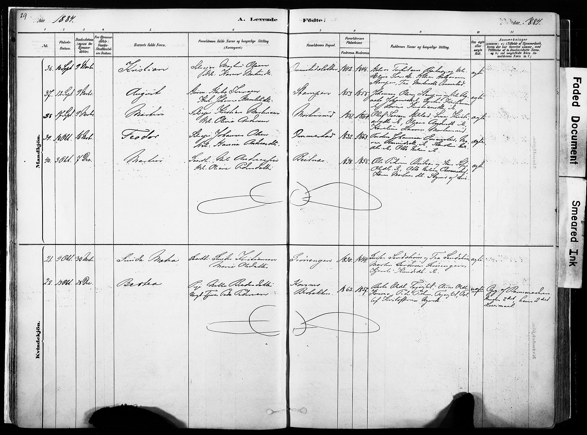 Hof prestekontor, SAH/PREST-038/H/Ha/Haa/L0010: Parish register (official) no. 10, 1878-1909, p. 29