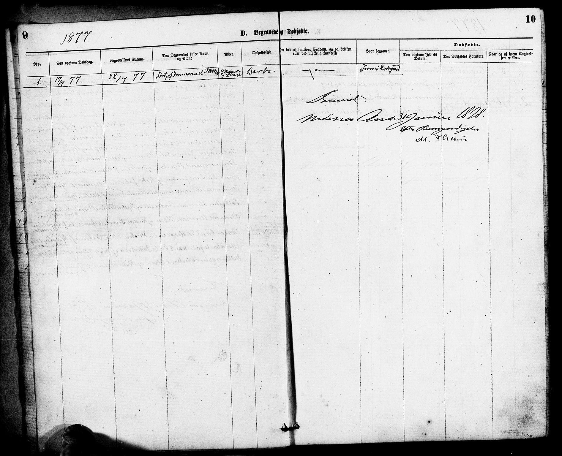 Den evangelisk-lutherske frimenighet, Arendal, AV/SAK-1292-0005/F/Fa/L0001: Dissenter register no. F 5, 1877-1883, p. 9-10