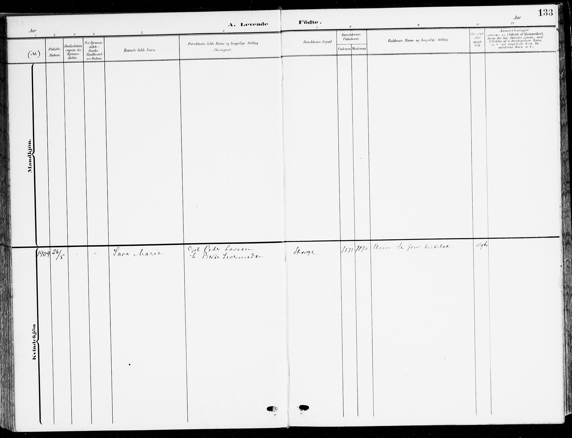 Selje sokneprestembete, AV/SAB-A-99938/H/Ha/Haa/Haab: Parish register (official) no. B 3, 1908-1923, p. 133