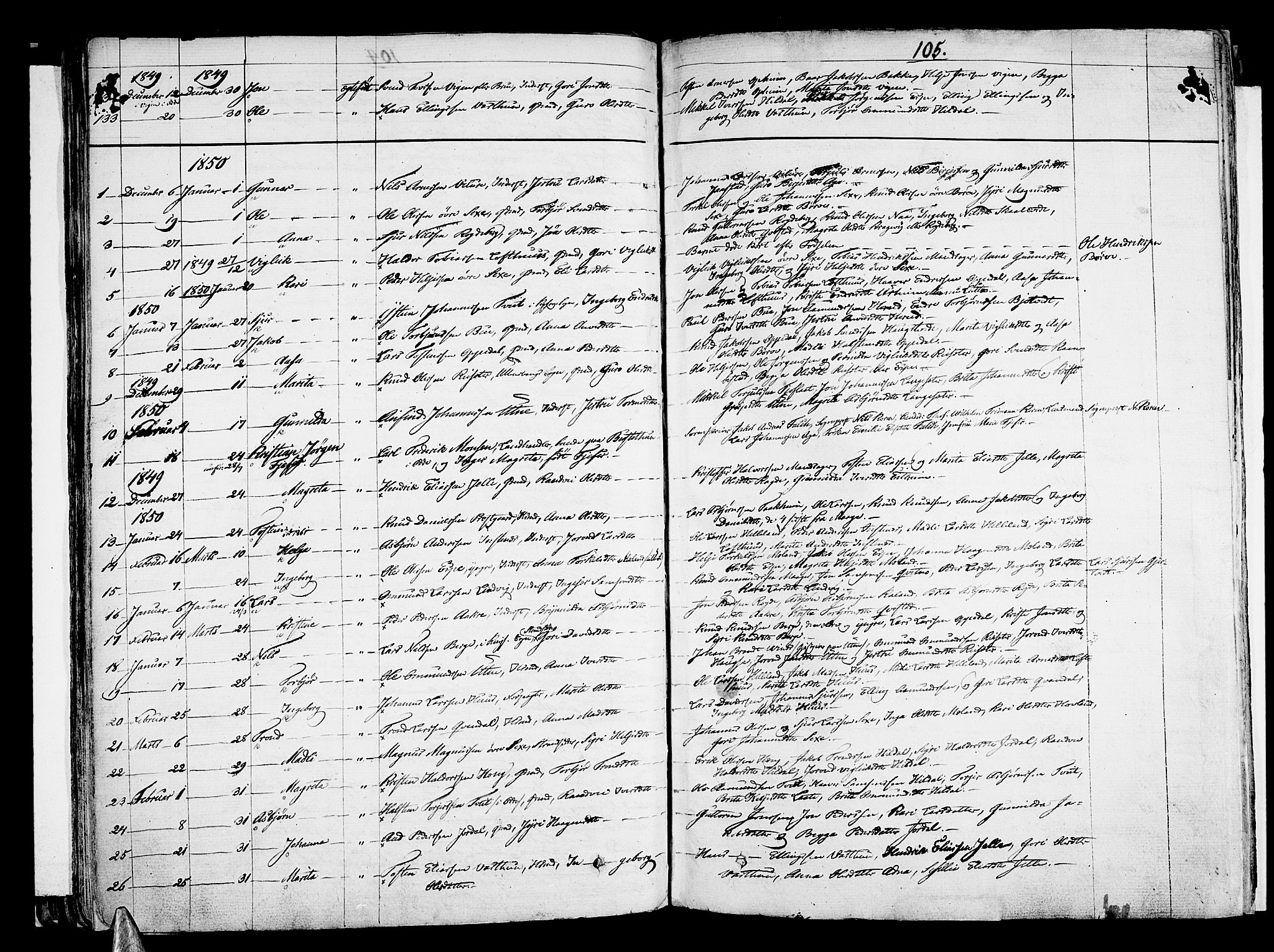 Ullensvang sokneprestembete, SAB/A-78701/H/Haa: Parish register (official) no. A 10, 1825-1853, p. 105