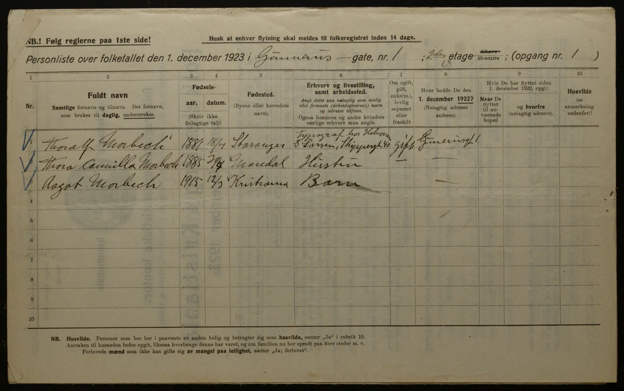 OBA, Municipal Census 1923 for Kristiania, 1923, p. 6055