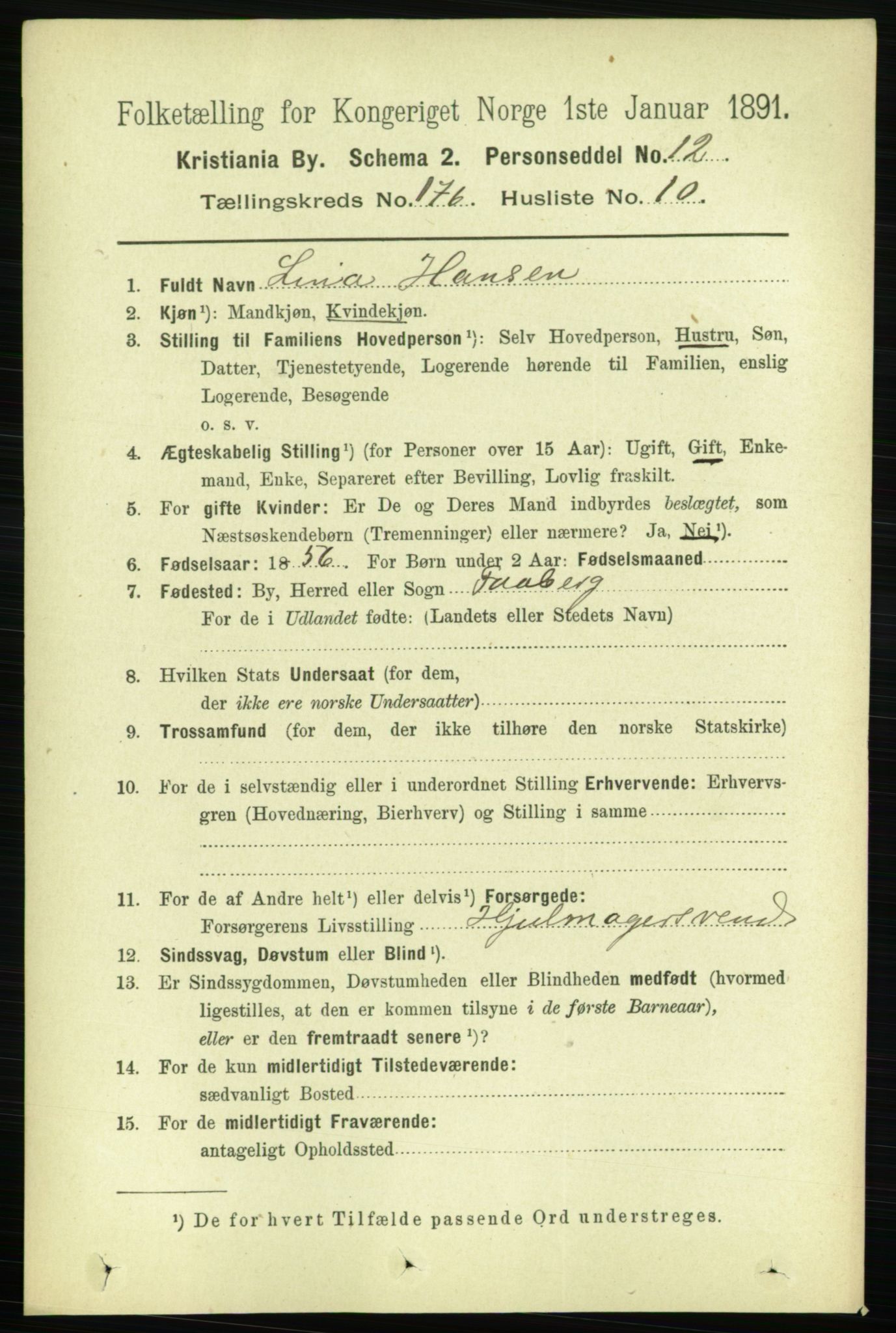 RA, 1891 census for 0301 Kristiania, 1891, p. 105918