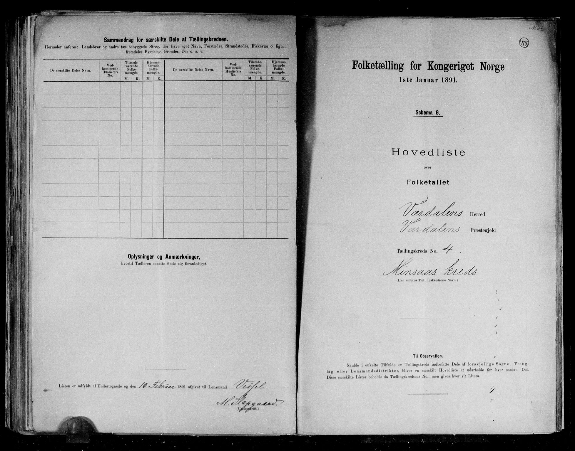 RA, 1891 census for 1721 Verdal, 1891, p. 15