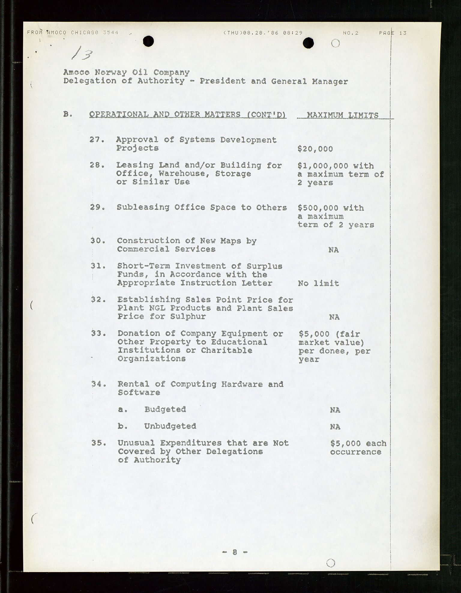 Pa 1740 - Amoco Norway Oil Company, AV/SAST-A-102405/22/A/Aa/L0001: Styreprotokoller og sakspapirer, 1965-1999, p. 77
