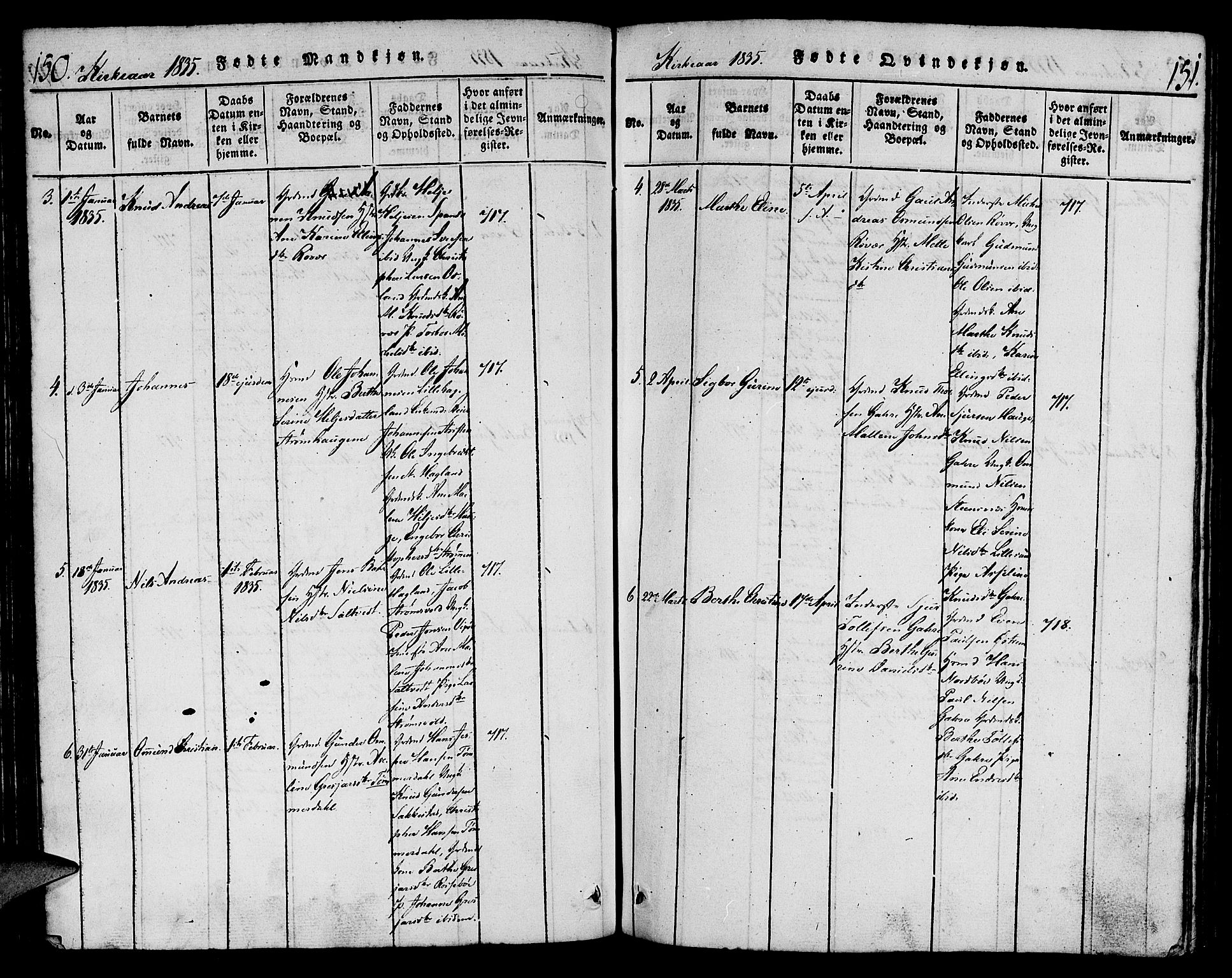 Torvastad sokneprestkontor, SAST/A -101857/H/Ha/Haa/L0004: Parish register (official) no. A 4, 1817-1836, p. 150-151