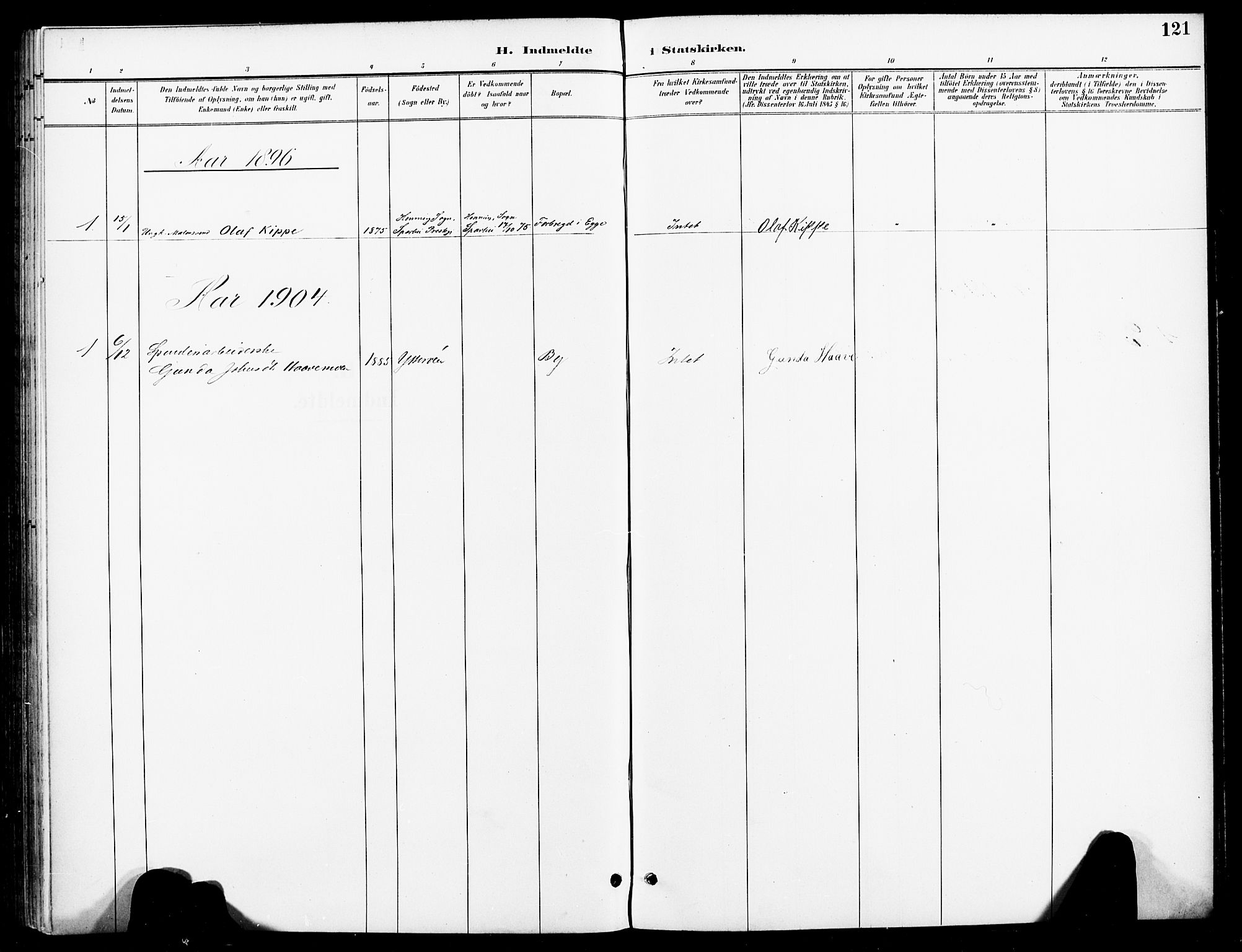 Ministerialprotokoller, klokkerbøker og fødselsregistre - Nord-Trøndelag, AV/SAT-A-1458/740/L0379: Parish register (official) no. 740A02, 1895-1907, p. 121