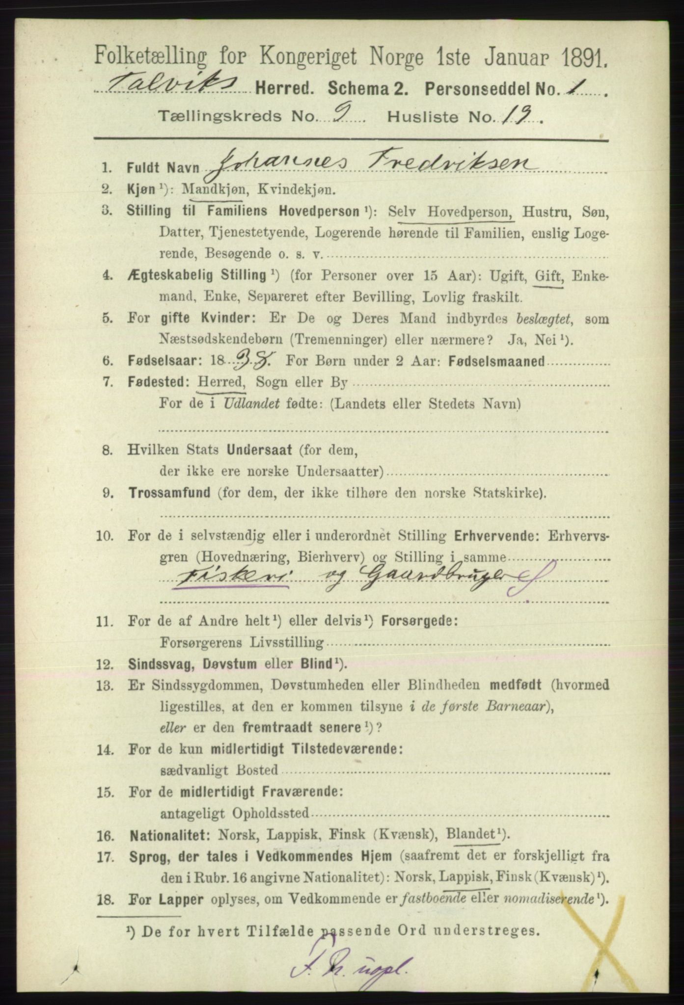 RA, 1891 census for 2013 Talvik, 1891, p. 2262