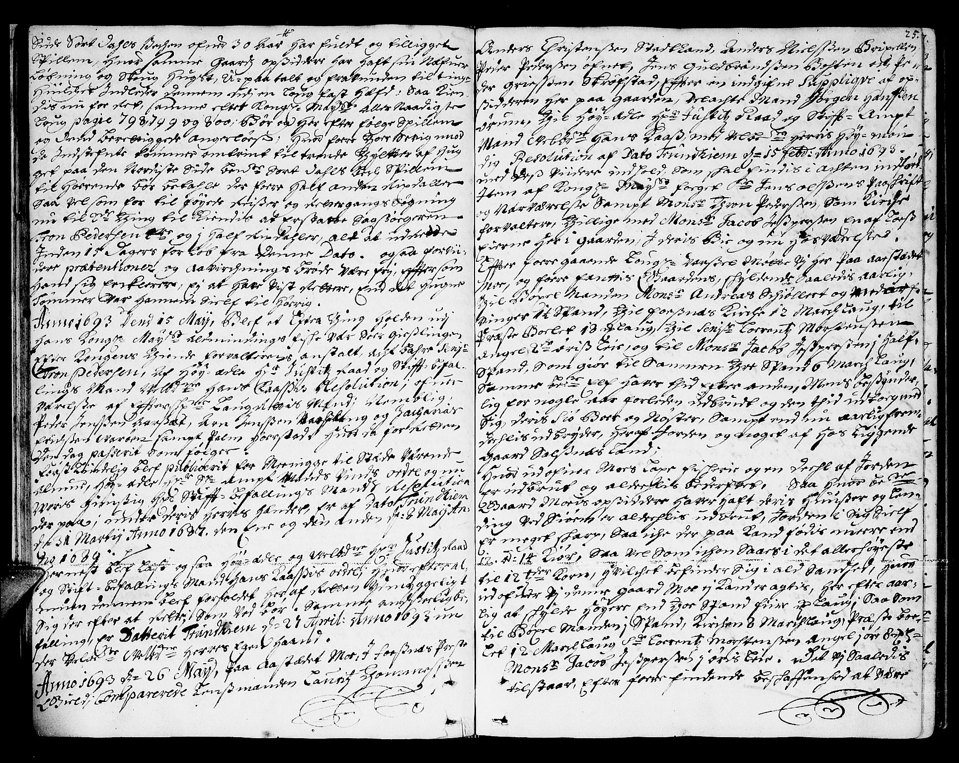 Namdal sorenskriveri, AV/SAT-A-4133/1/1/1A/L0002: Tingbok, 1693-1699, p. 24b-25a