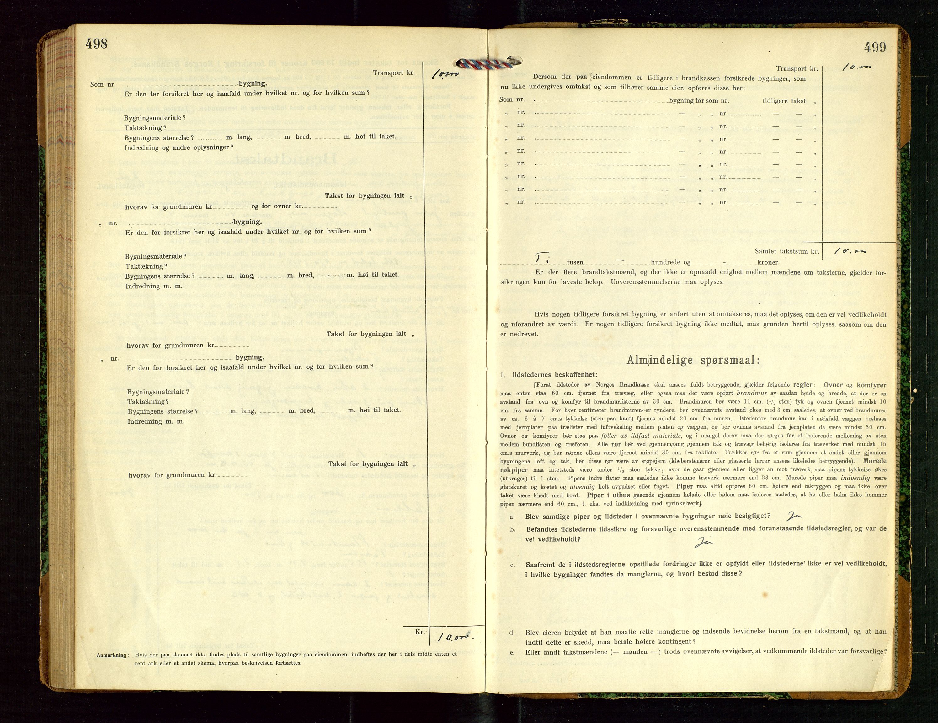 Jelsa lensmannskontor, SAST/A-100360/Gob/L0002: "Brandtakstprotokol", 1918-1942, p. 498-499
