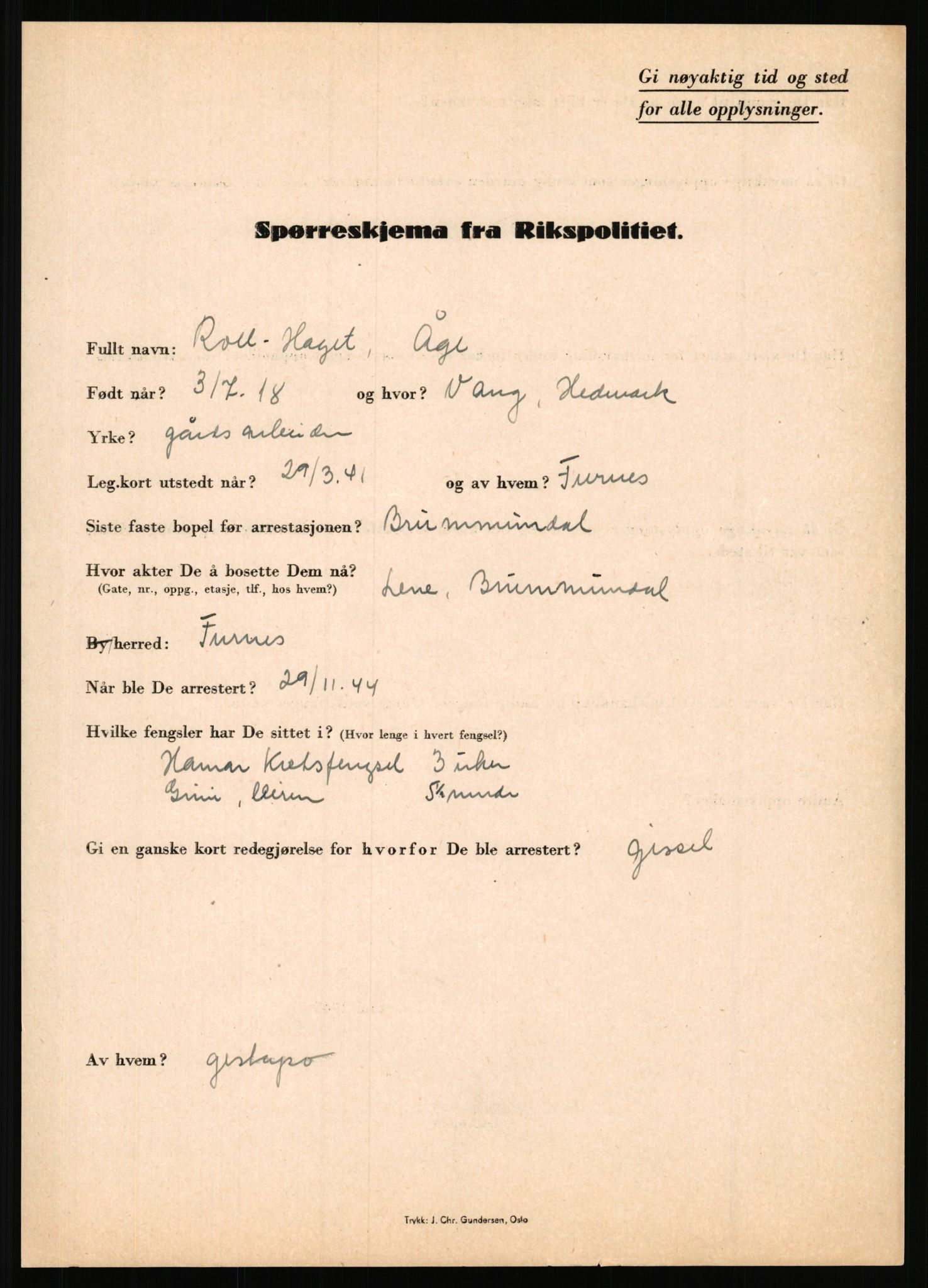 Rikspolitisjefen, AV/RA-S-1560/L/L0005: Gidske, Peder Martin -  Hansell, Georg, 1940-1945, p. 894