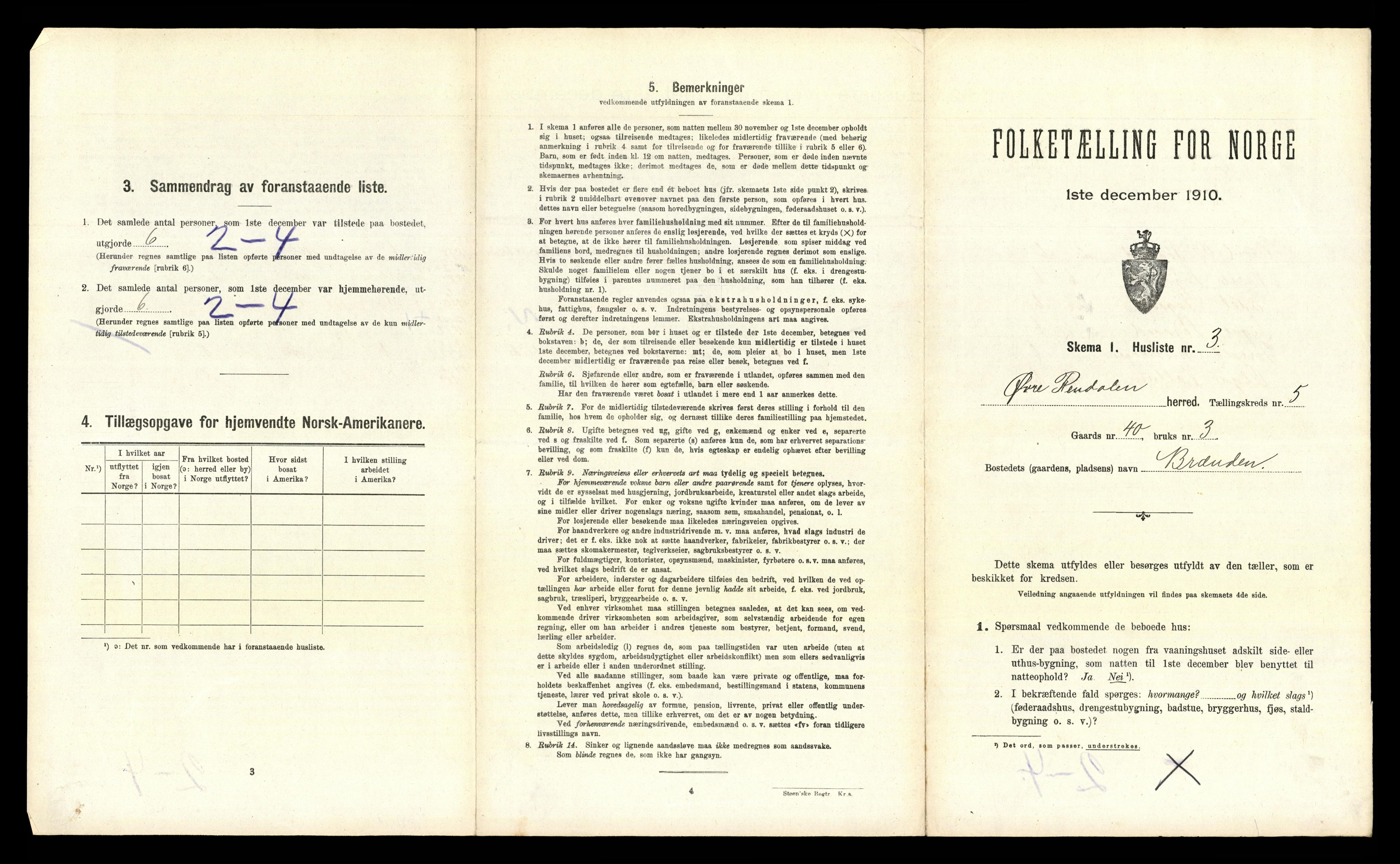 RA, 1910 census for Øvre Rendal, 1910, p. 376