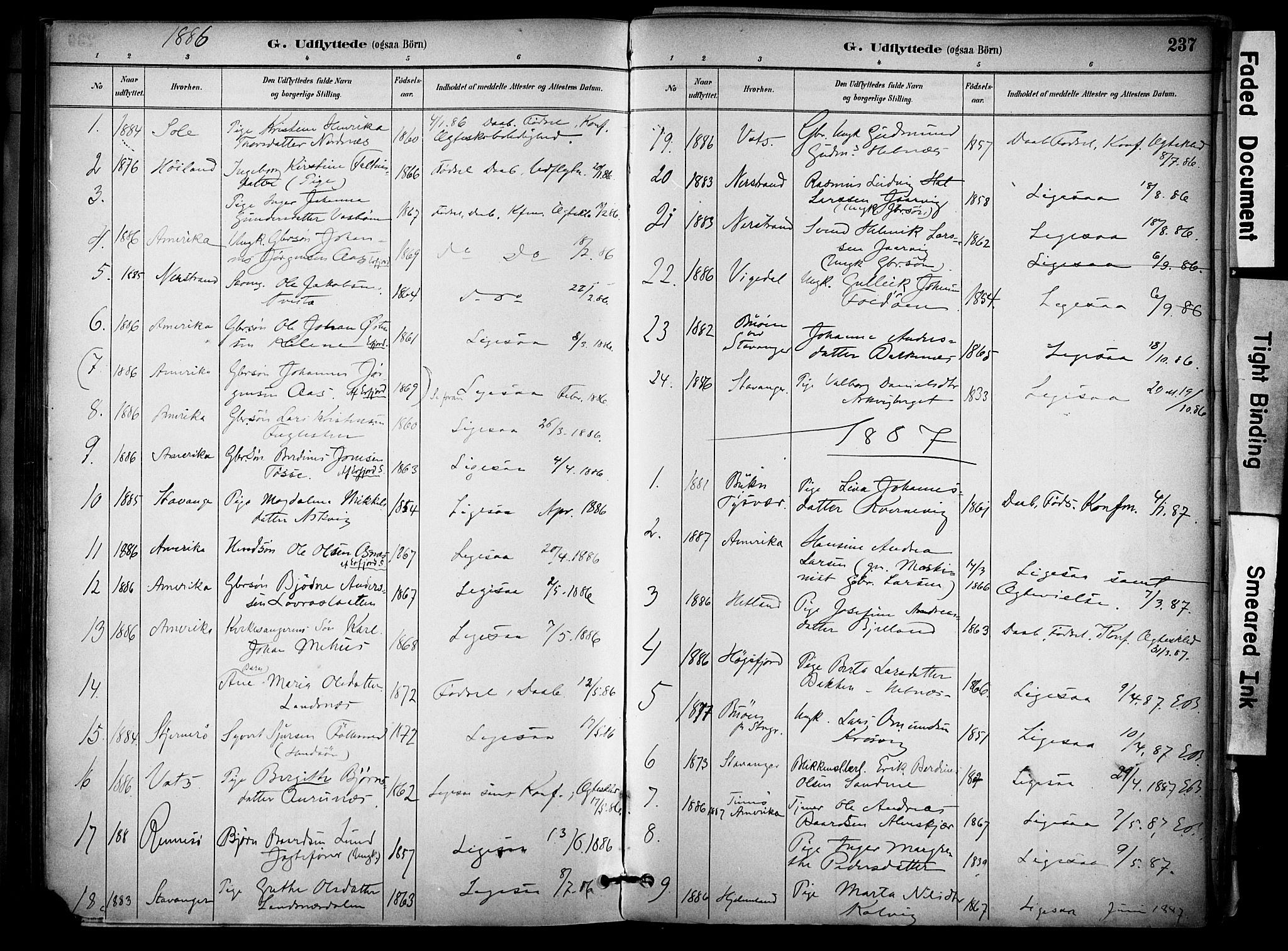 Jelsa sokneprestkontor, SAST/A-101842/01/IV: Parish register (official) no. A 10, 1884-1906, p. 237