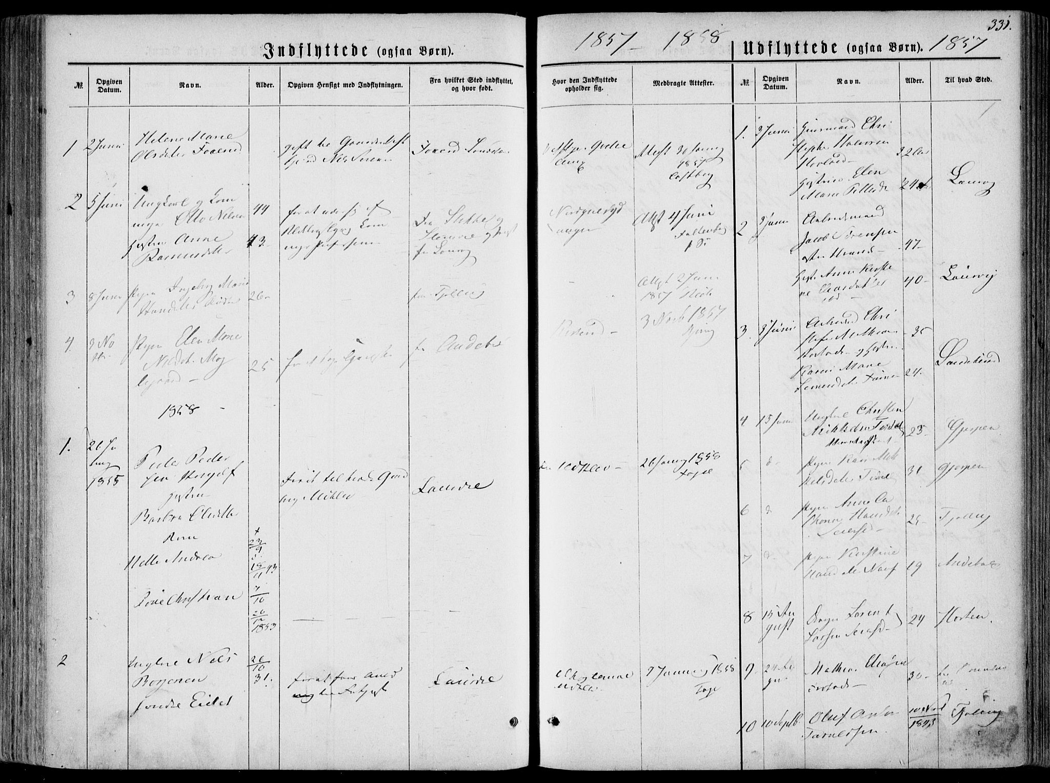 Hedrum kirkebøker, AV/SAKO-A-344/F/Fa/L0007: Parish register (official) no. I 7, 1857-1868, p. 331