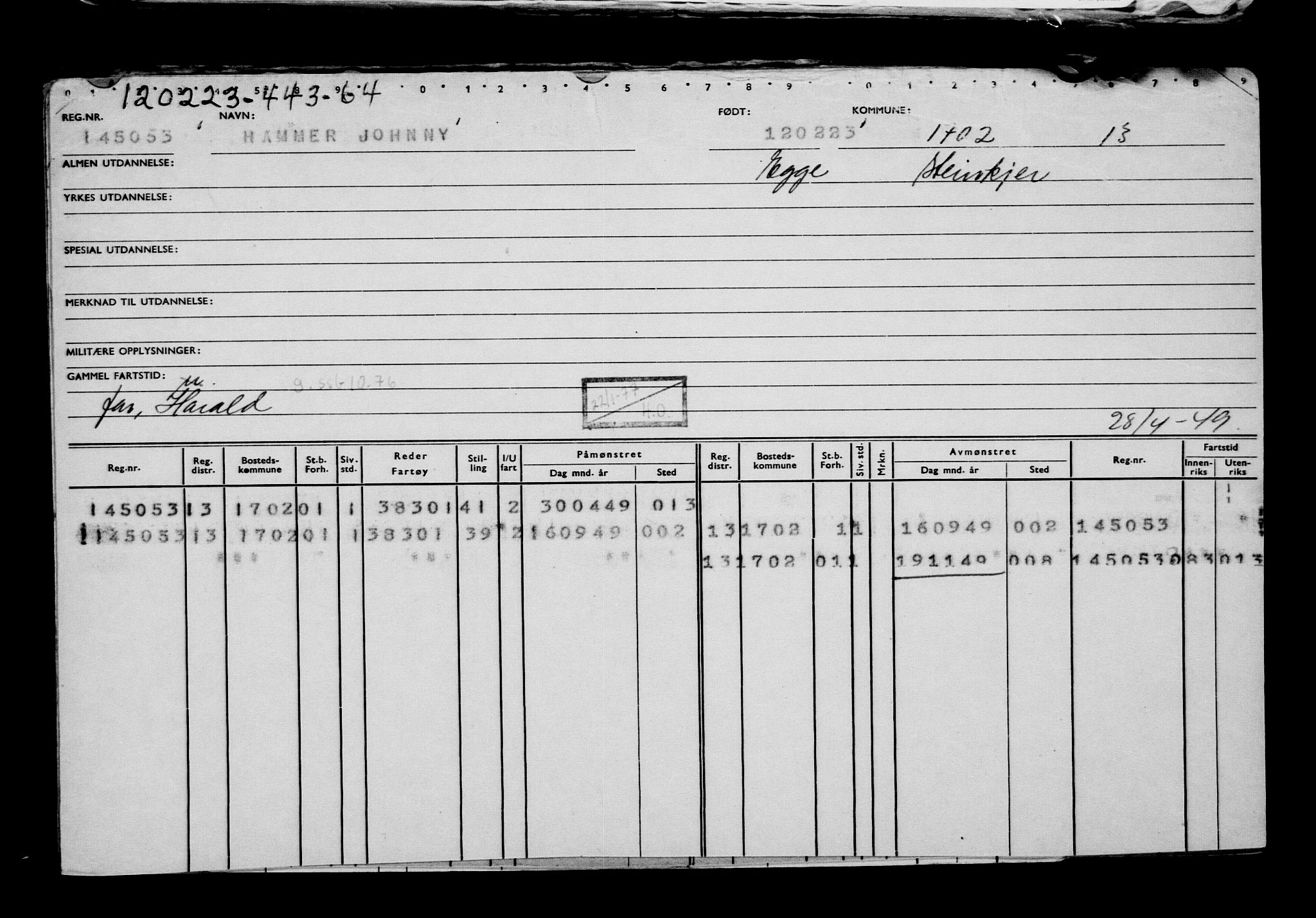 Direktoratet for sjømenn, AV/RA-S-3545/G/Gb/L0215: Hovedkort, 1923, p. 289