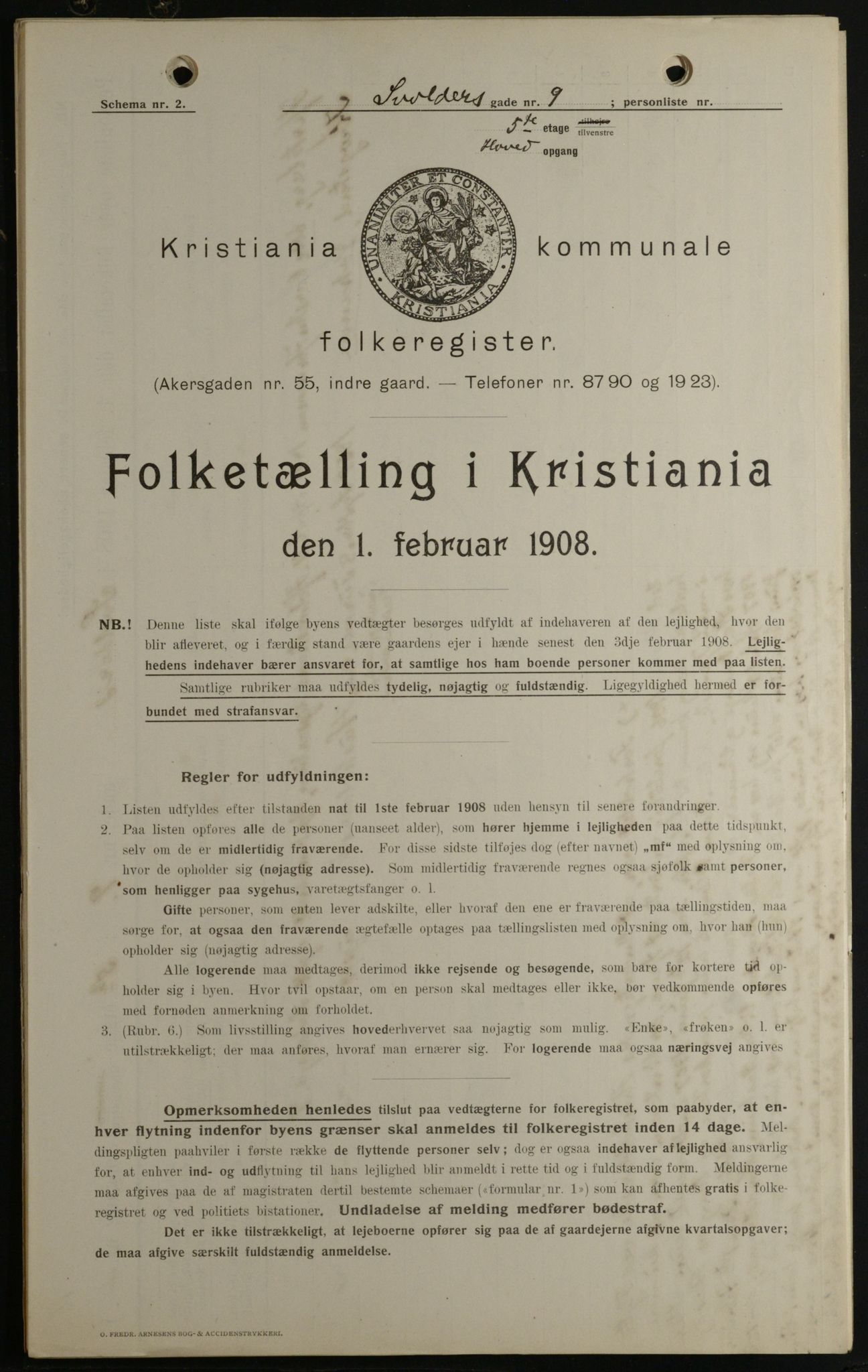 OBA, Municipal Census 1908 for Kristiania, 1908, p. 95524